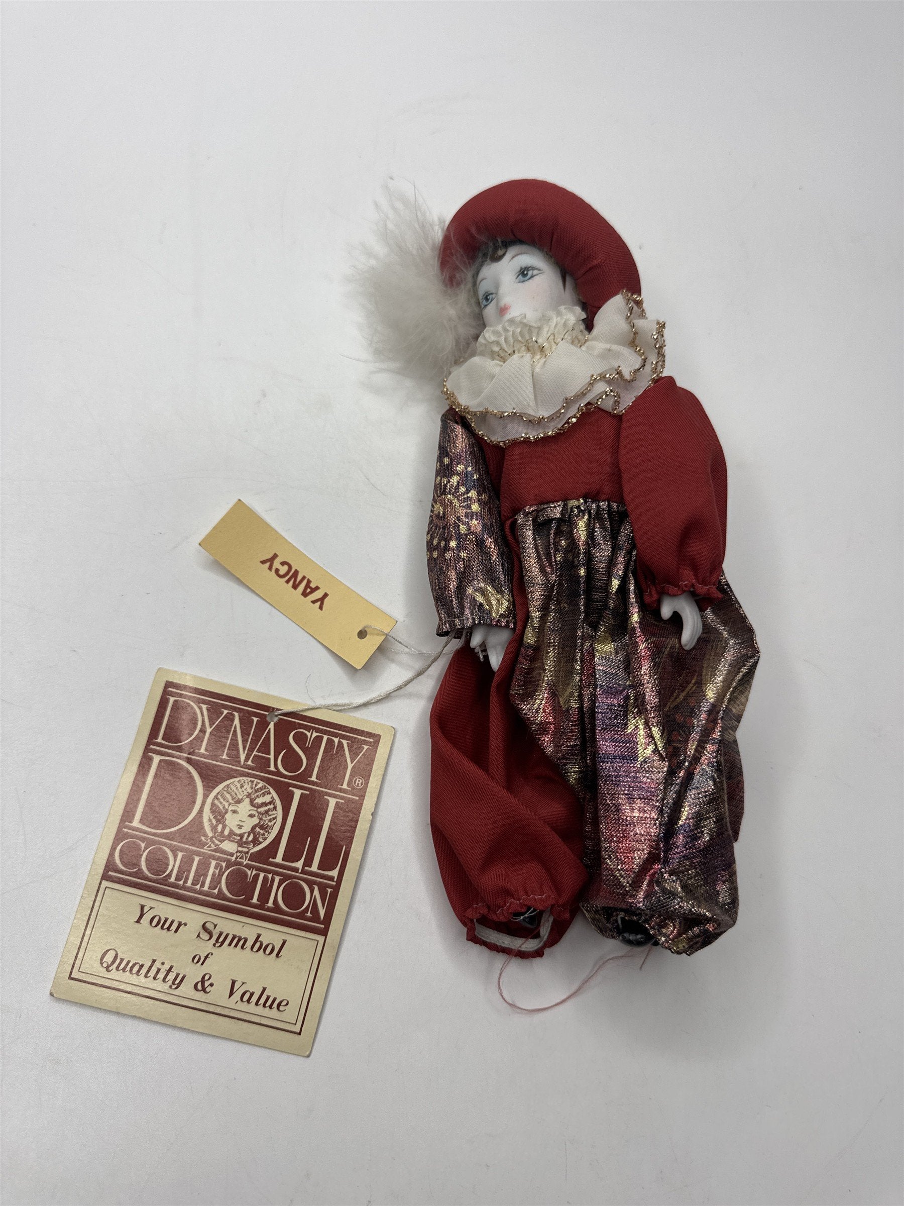Vintage DYNASTY Dolls Tinted Bisque Porcelain Hand Painted YANCY 8" Doll