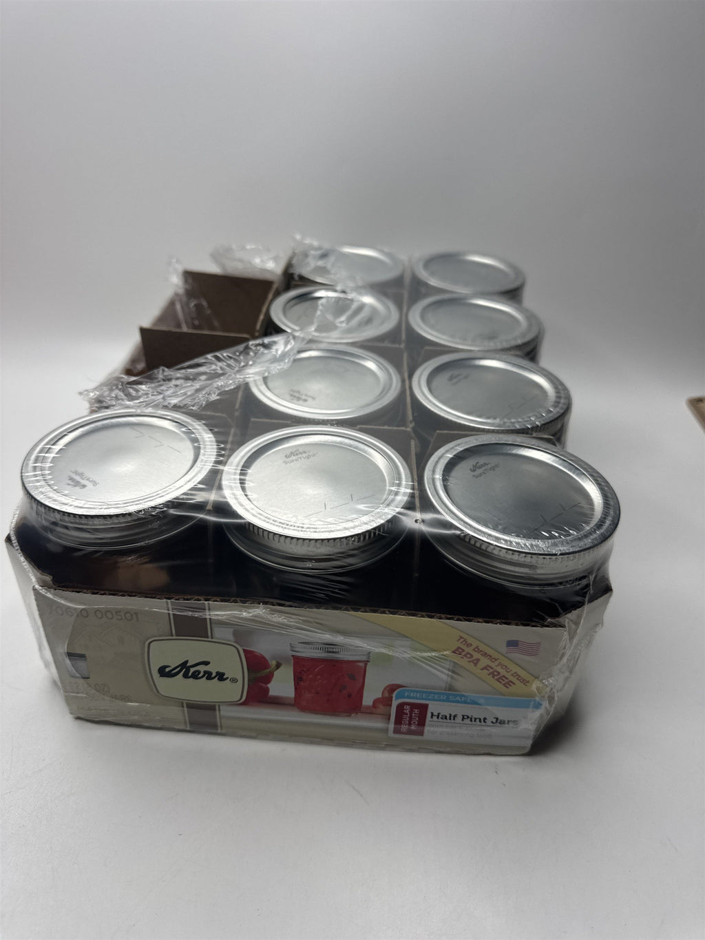 Set of 9 Kerr Freezer Safe Regular Mouth Half Pint Mason Jars 8oz