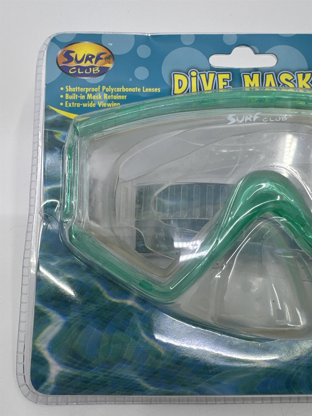 Surf Club Adult Size Blue/Green Dive Mask Extra-Wide Viewing New In Package