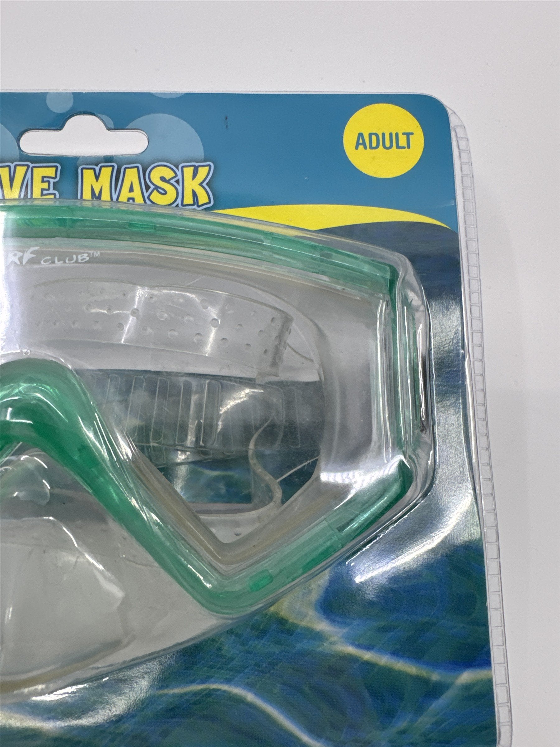 Surf Club Adult Size Blue/Green Dive Mask Extra-Wide Viewing New In Package