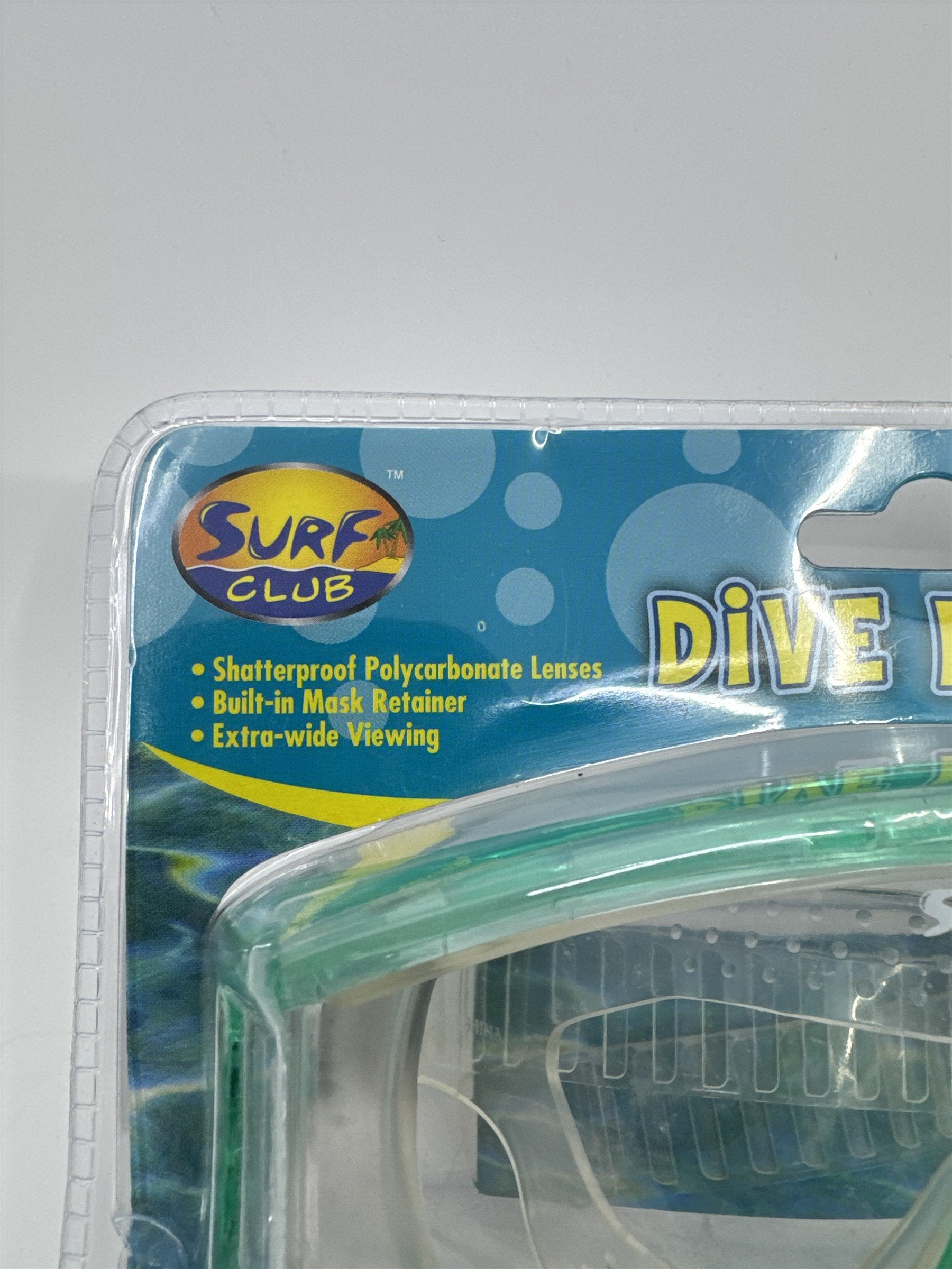 Surf Club Adult Size Blue/Green Dive Mask Extra-Wide Viewing New In Package