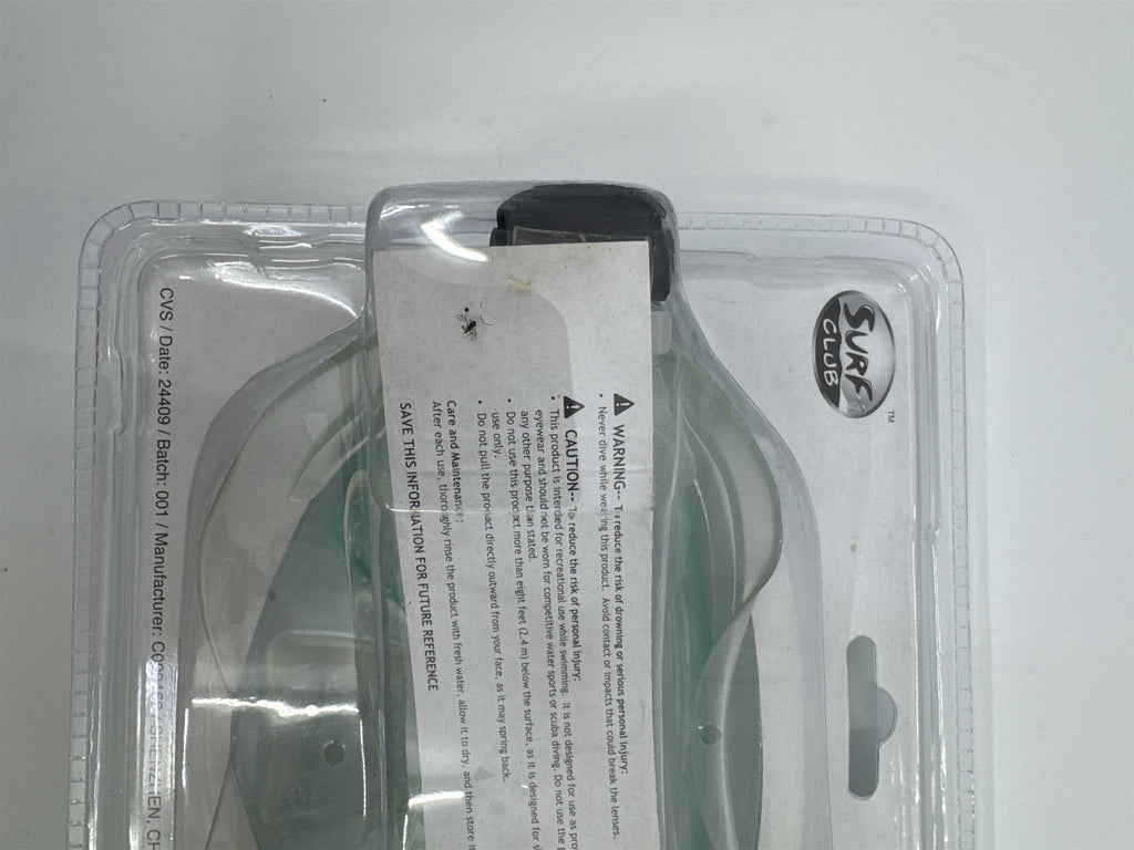 Surf Club Adult Size Blue/Green Dive Mask Extra-Wide Viewing New In Package