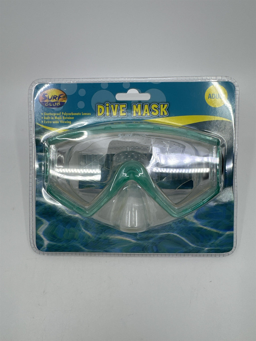 Surf Club Adult Size Blue/Green Dive Mask Extra-Wide Viewing New In Package