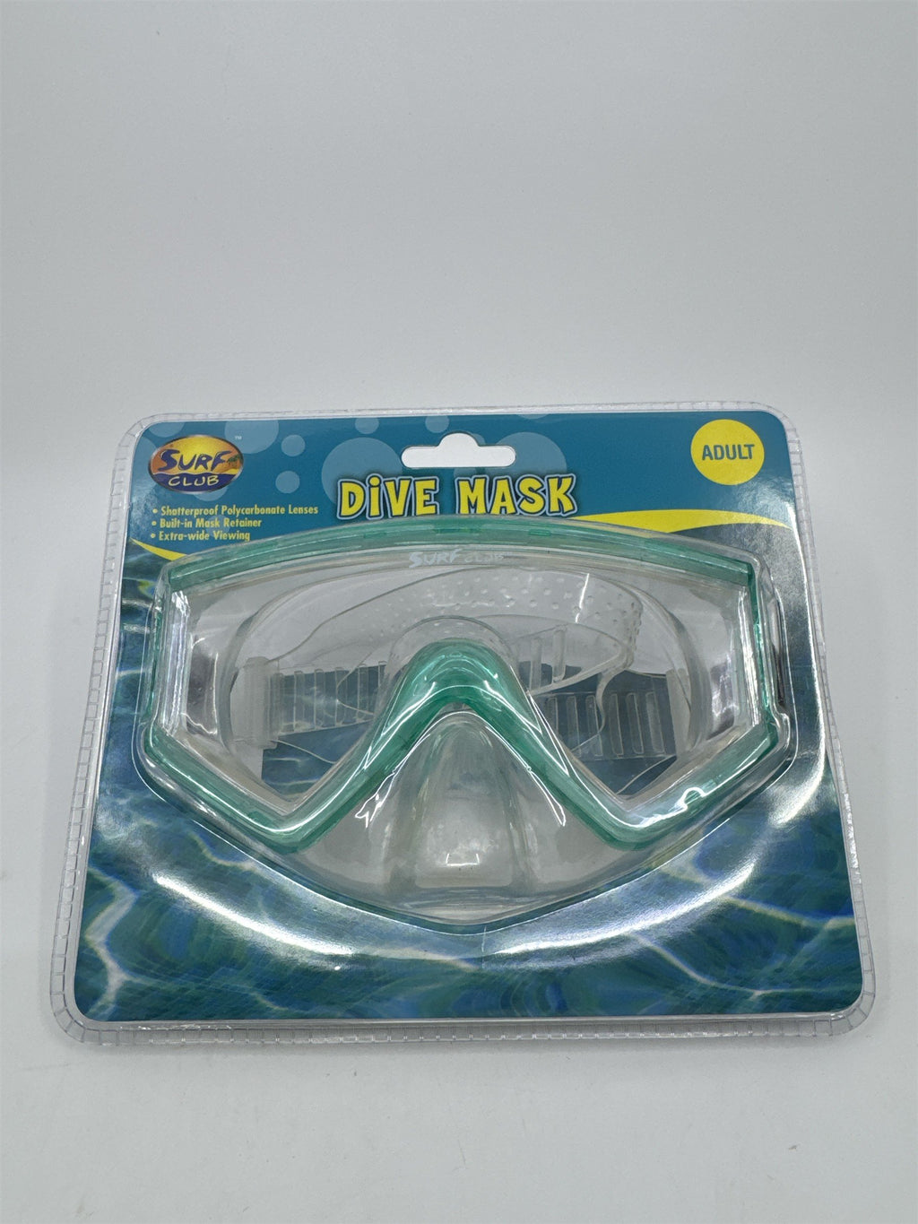 Surf Club Adult Size Blue/Green Dive Mask Extra-Wide Viewing New In Package