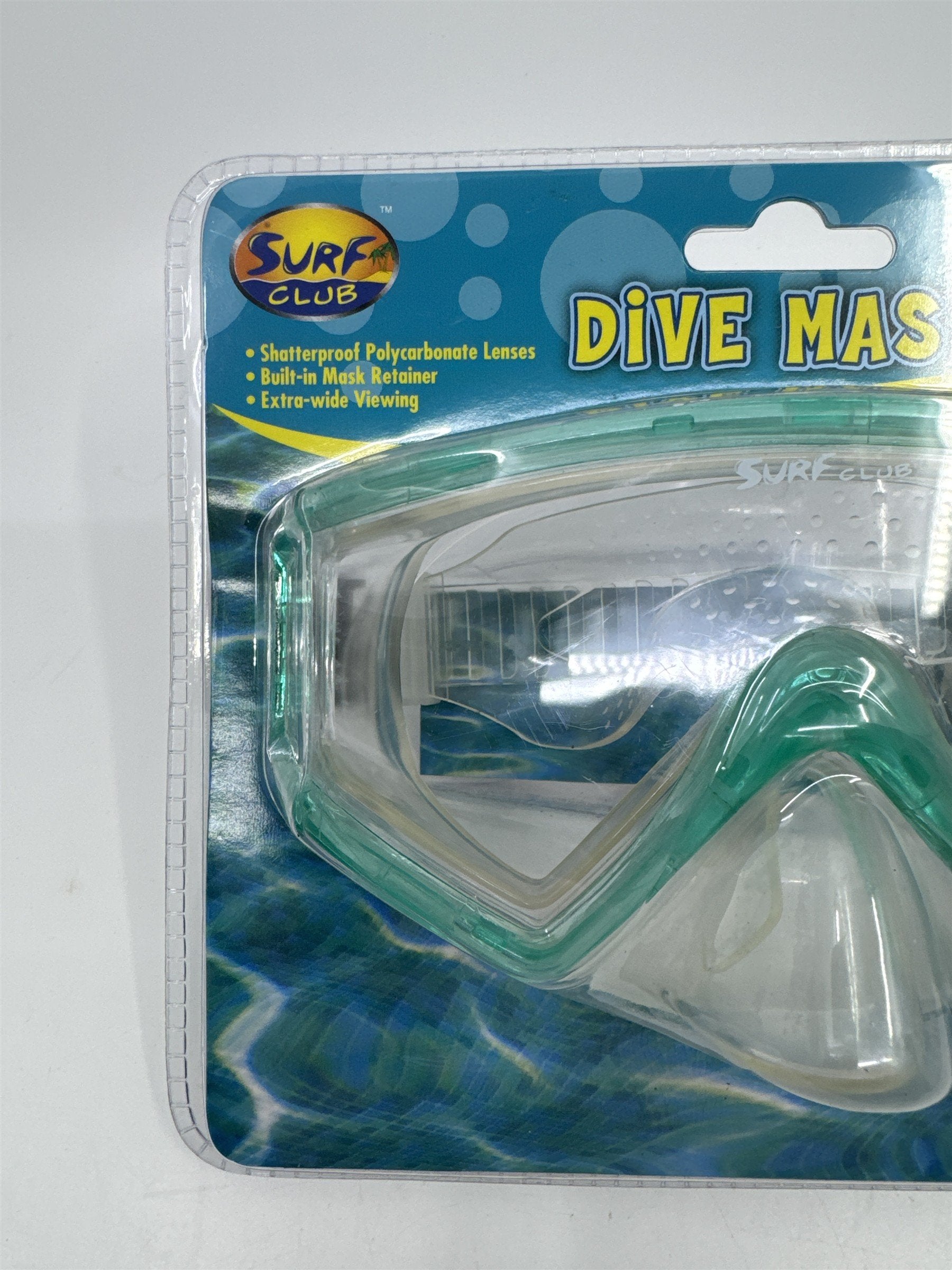 Surf Club Adult Size Blue/Green Dive Mask Extra-Wide Viewing New In Package