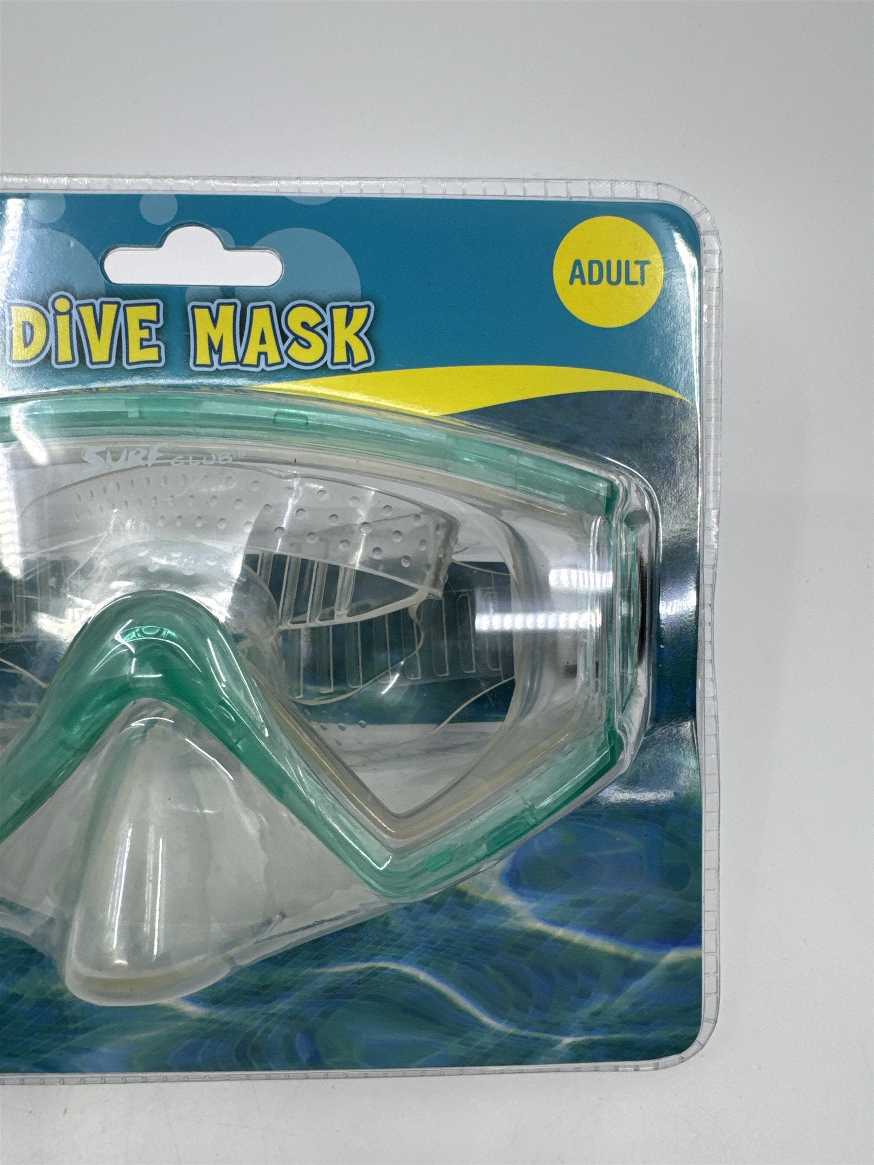 Surf Club Adult Size Blue/Green Dive Mask Extra-Wide Viewing New In Package
