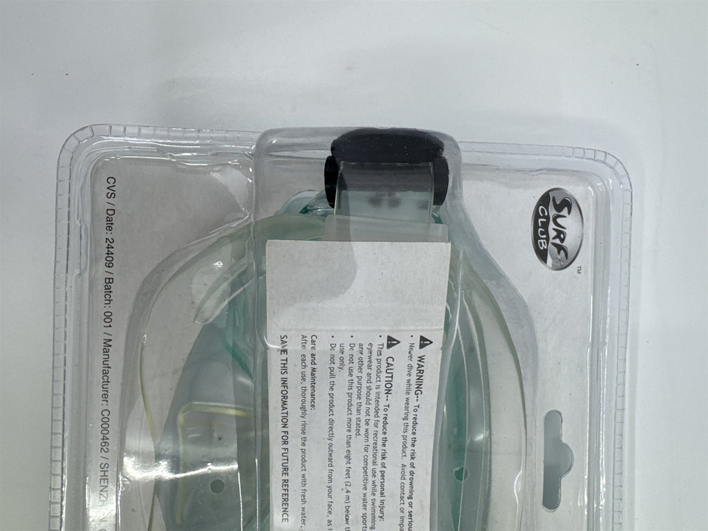 Surf Club Adult Size Blue/Green Dive Mask Extra-Wide Viewing New In Package