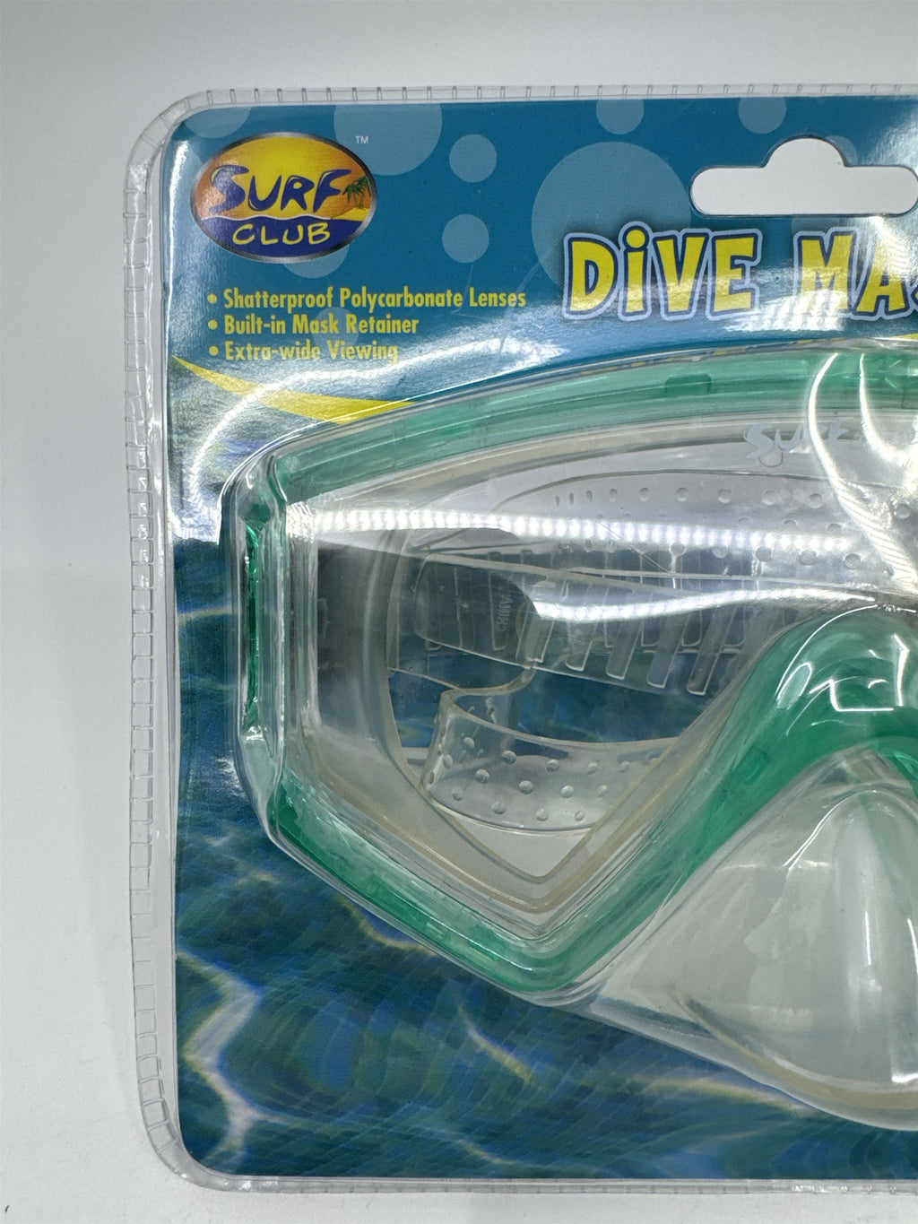 Surf Club Adult Size Blue/Green Dive Mask Extra-Wide Viewing New In Package