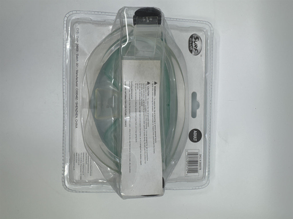 Surf Club Adult Size Blue/Green Dive Mask Extra-Wide Viewing New In Package