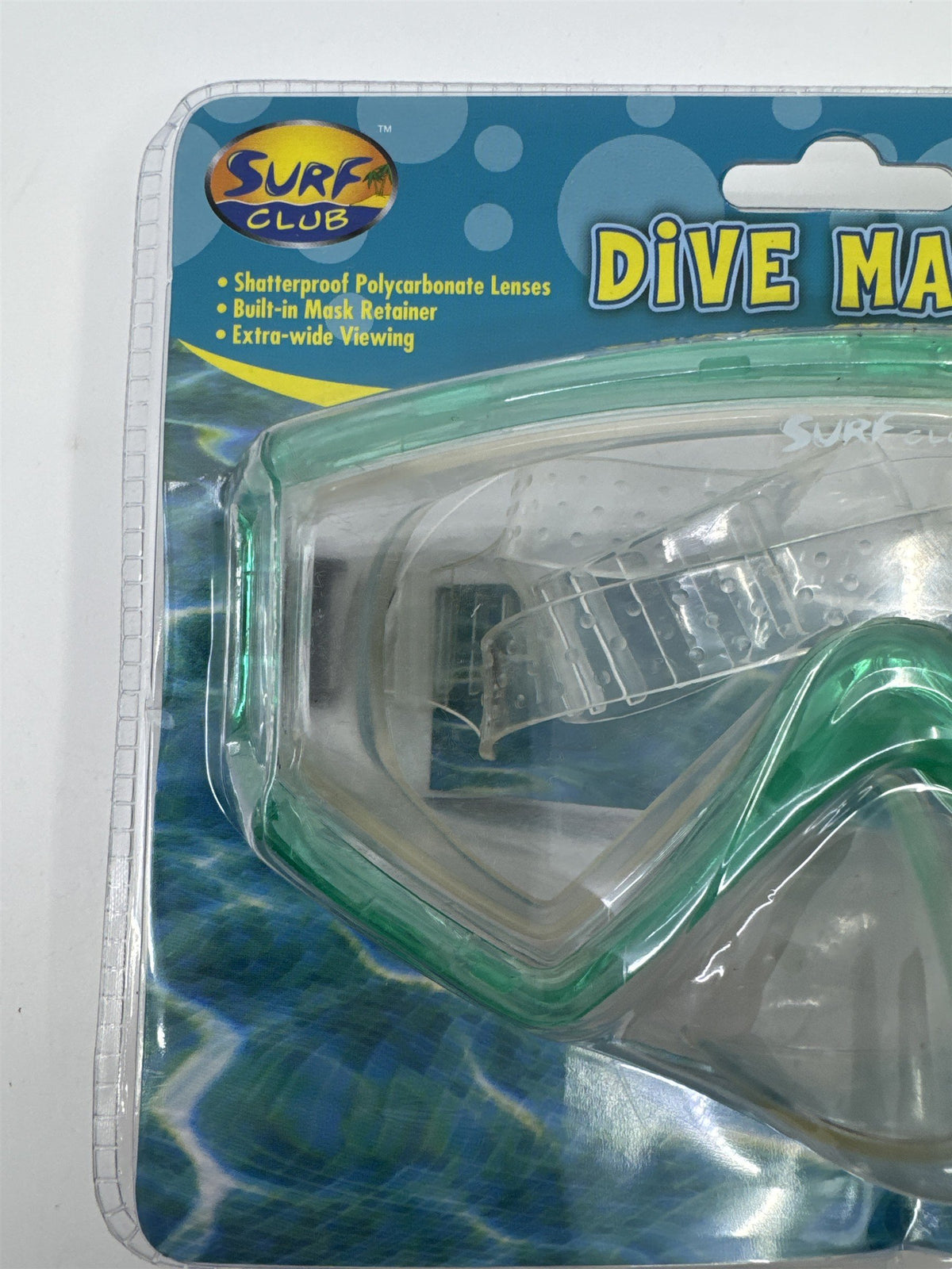 Surf Club Adult Size Blue/Green Dive Mask Extra-Wide Viewing New In Package