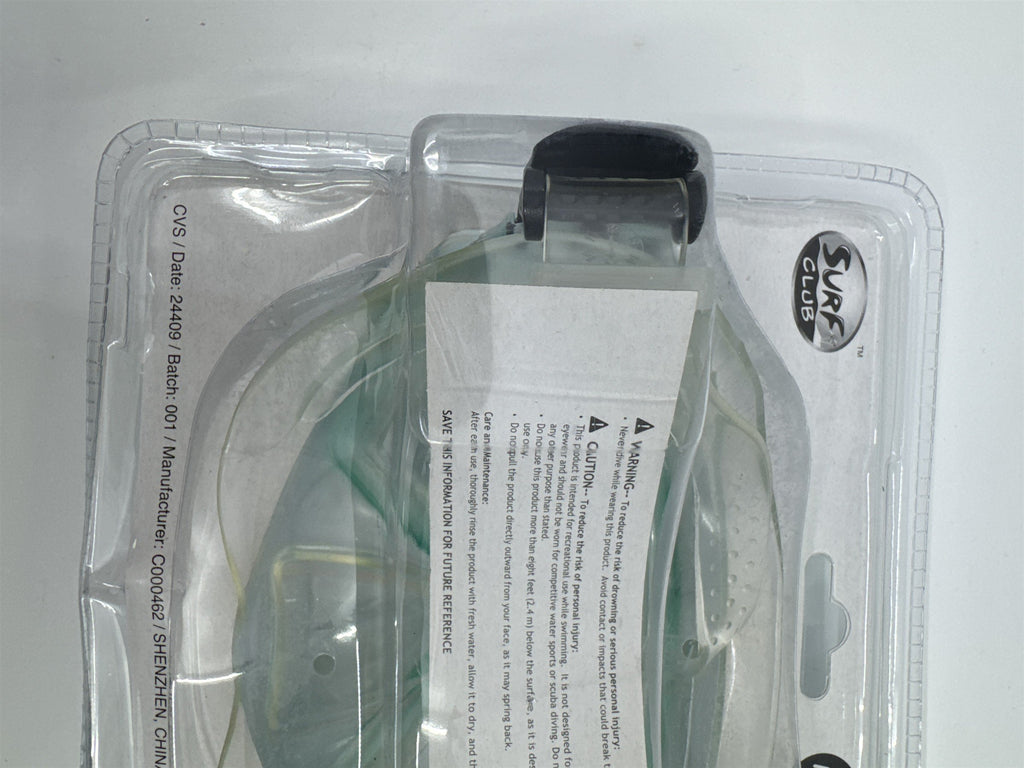 Surf Club Adult Size Blue/Green Dive Mask Extra-Wide Viewing New In Package
