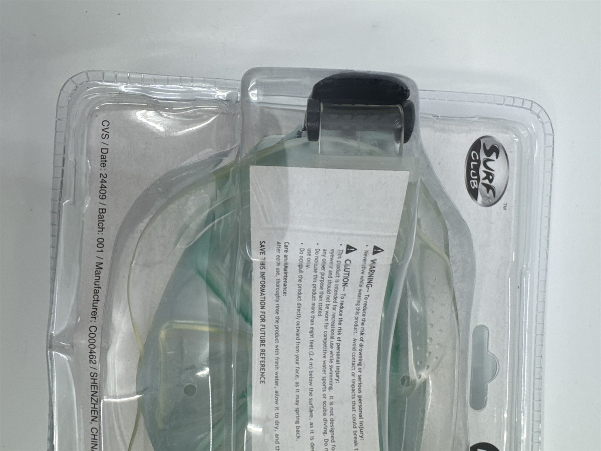 Surf Club Adult Size Blue/Green Dive Mask Extra-Wide Viewing New In Package