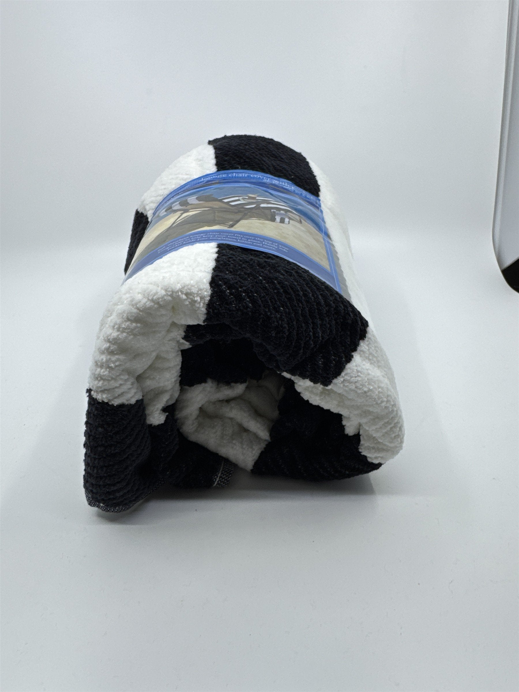 Black and White Striped Summer Living Lounge Chair Cover With Pocket 26 x 80"