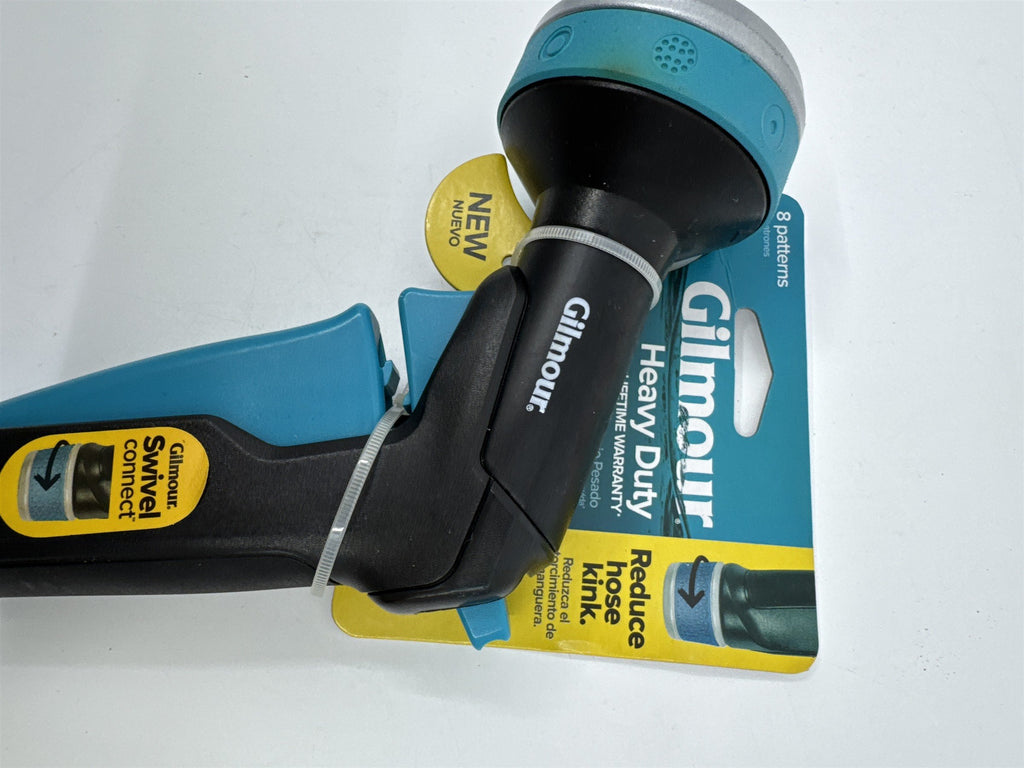 Gilmore Heavy Duty Swivel Connect Blue/Black Water Hose Nozzle W/ 8 Patterns