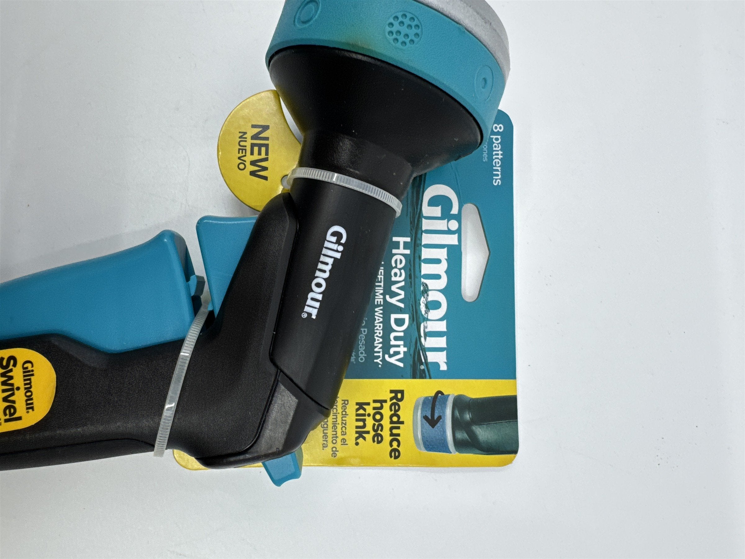 Gilmore Heavy Duty Swivel Connect Blue/Black Water Hose Nozzle W/ 8 Patterns