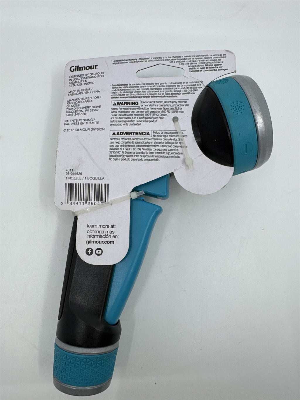 Gilmore Heavy Duty Swivel Connect Blue/Black Water Hose Nozzle W/ 8 Patterns
