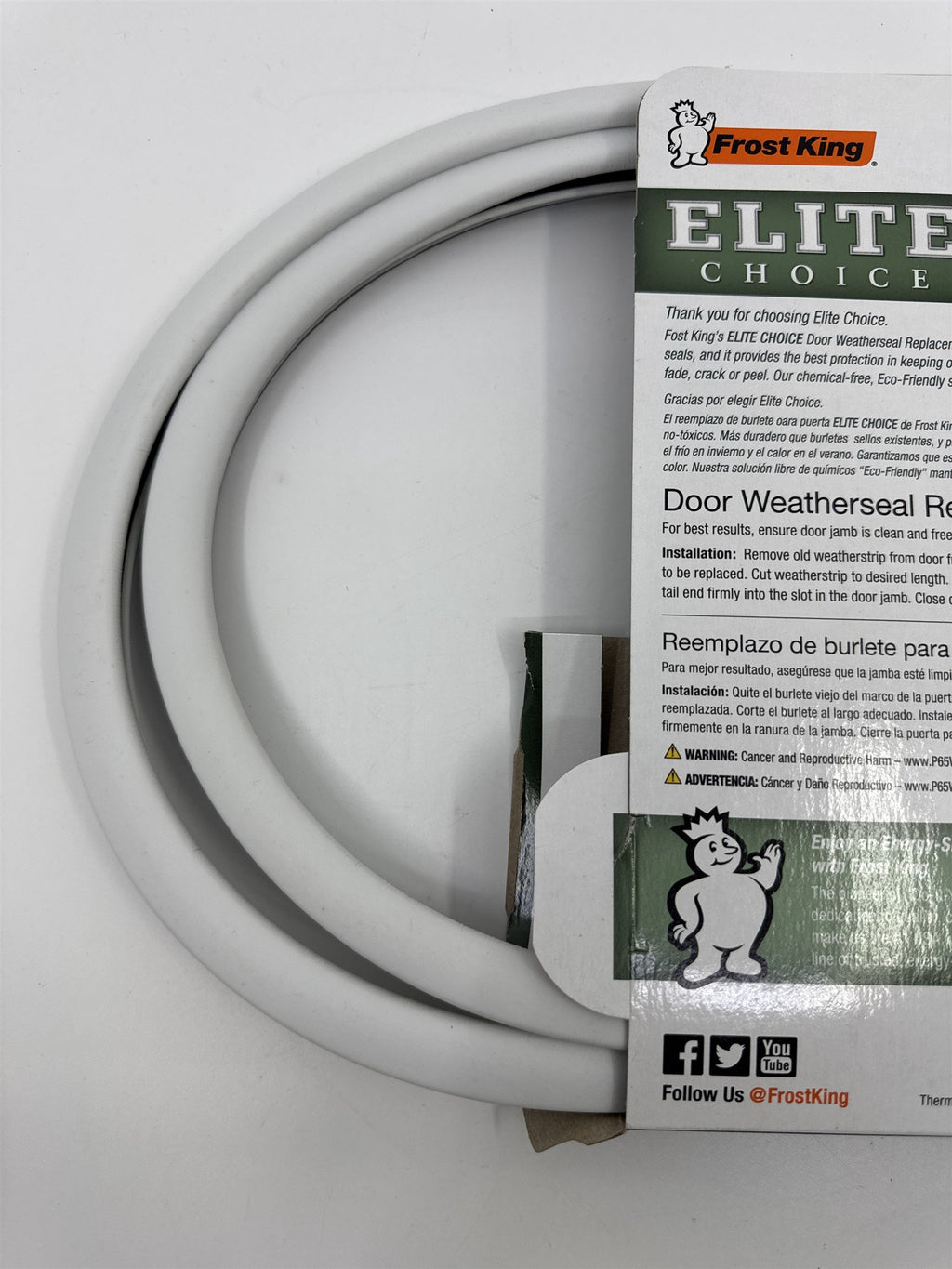 Frost King Elite Choice Door Weatherseal Replacement 1/2" x 3/4" x 7ft. Long
