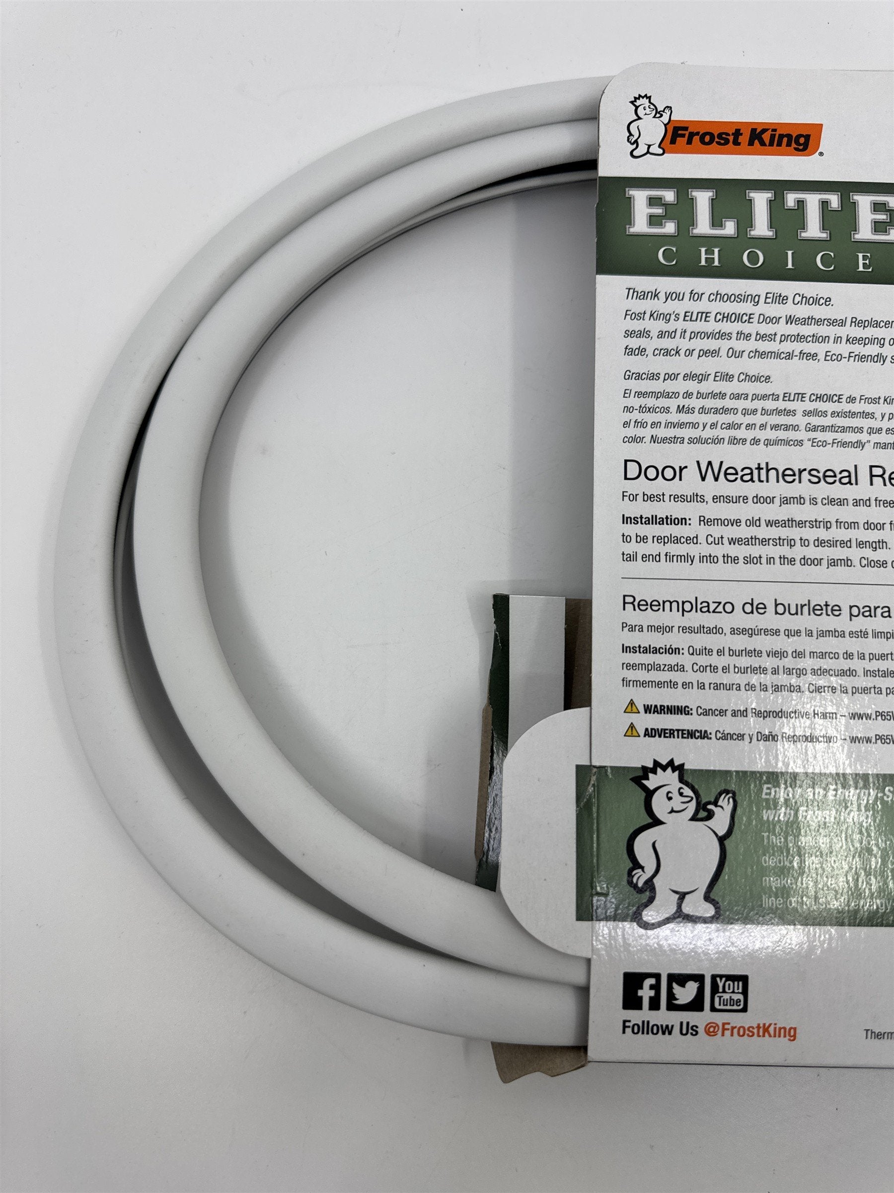 Frost King Elite Choice Door Weatherseal Replacement 1/2" x 3/4" x 7ft. Long