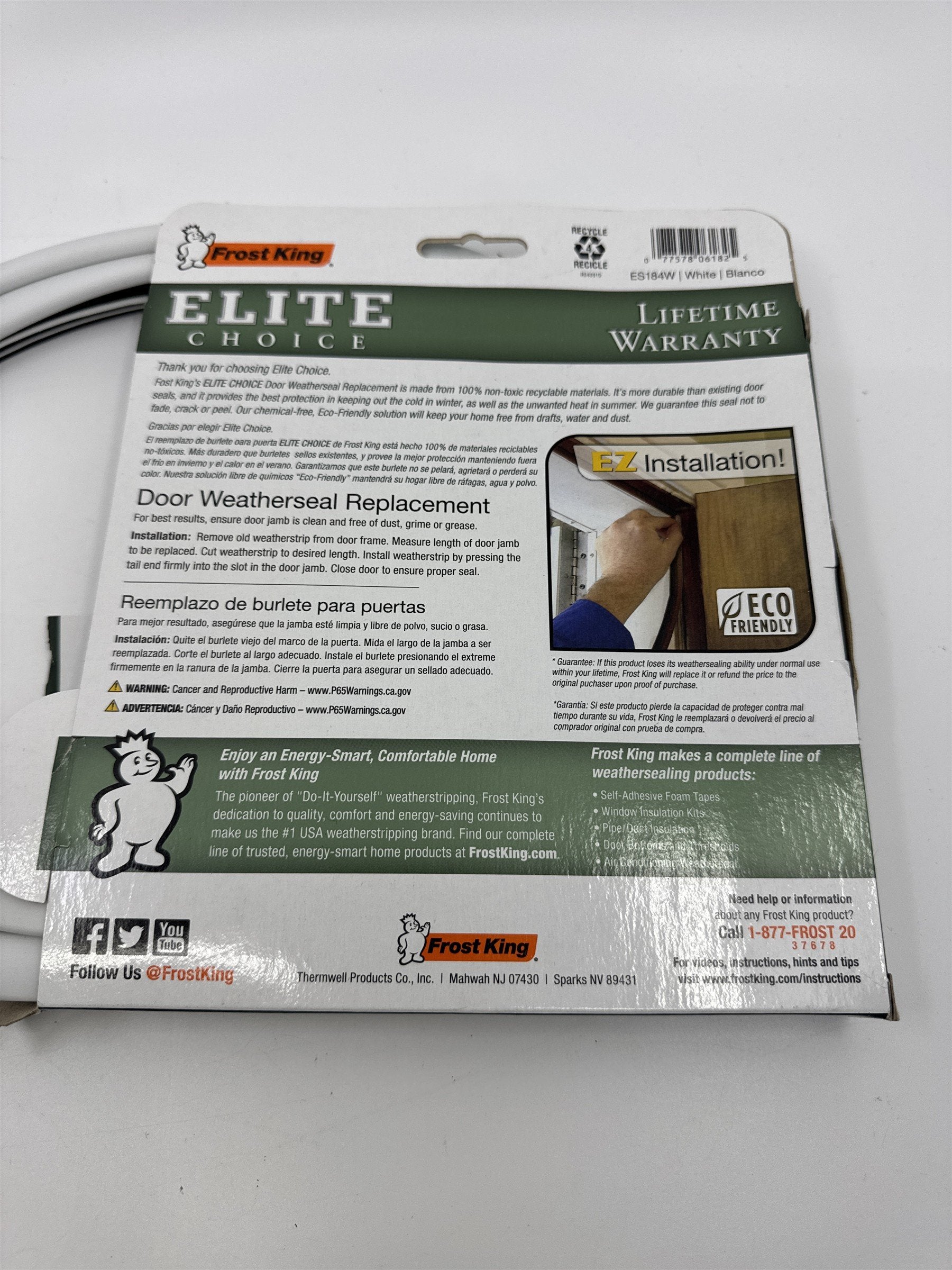 Frost King Elite Choice Door Weatherseal Replacement 1/2" x 3/4" x 7ft. Long