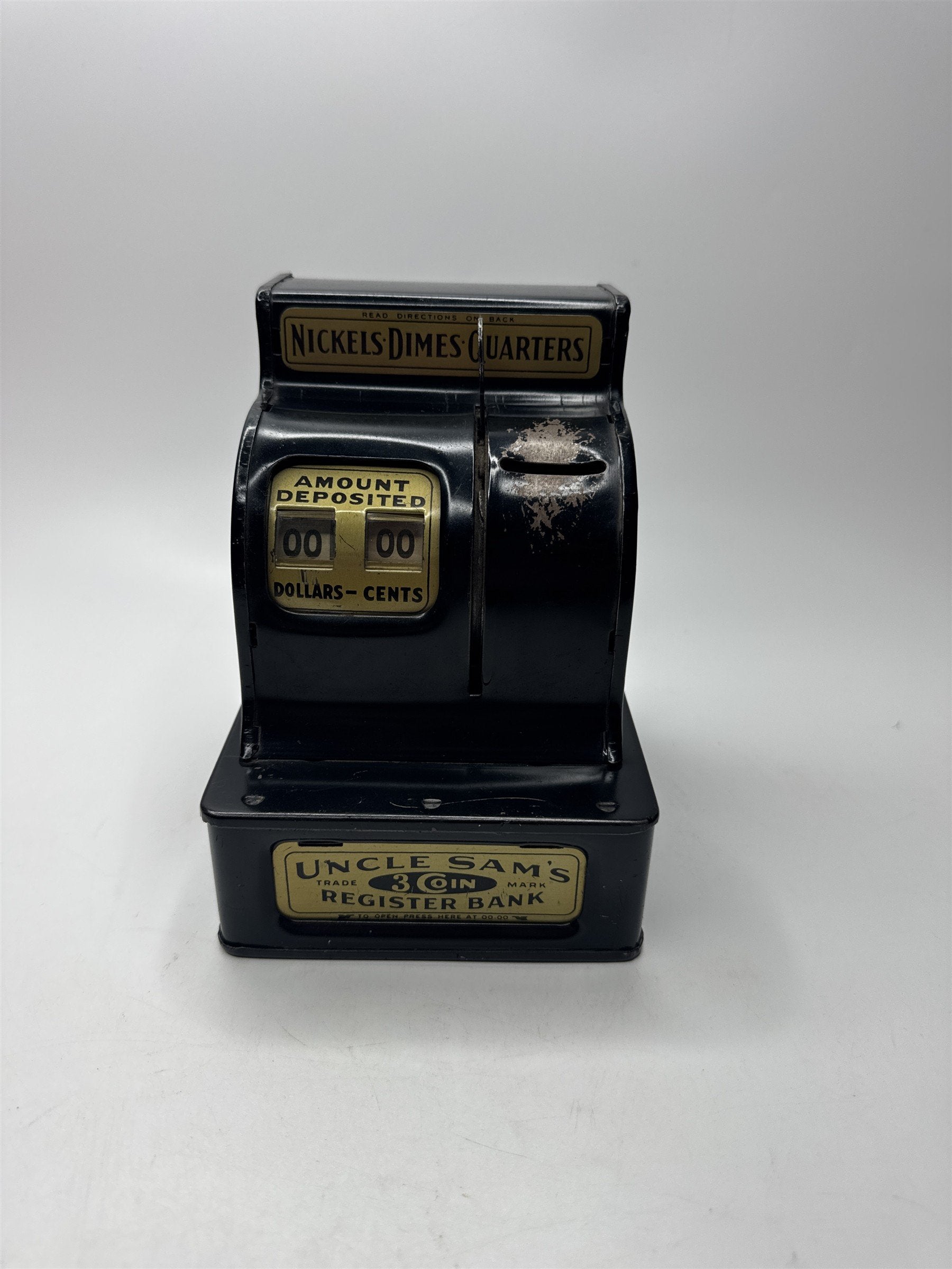 Black Vintage Uncle Sam's 5 Coin Register Savings Bank Durable Toy Novelty Corp