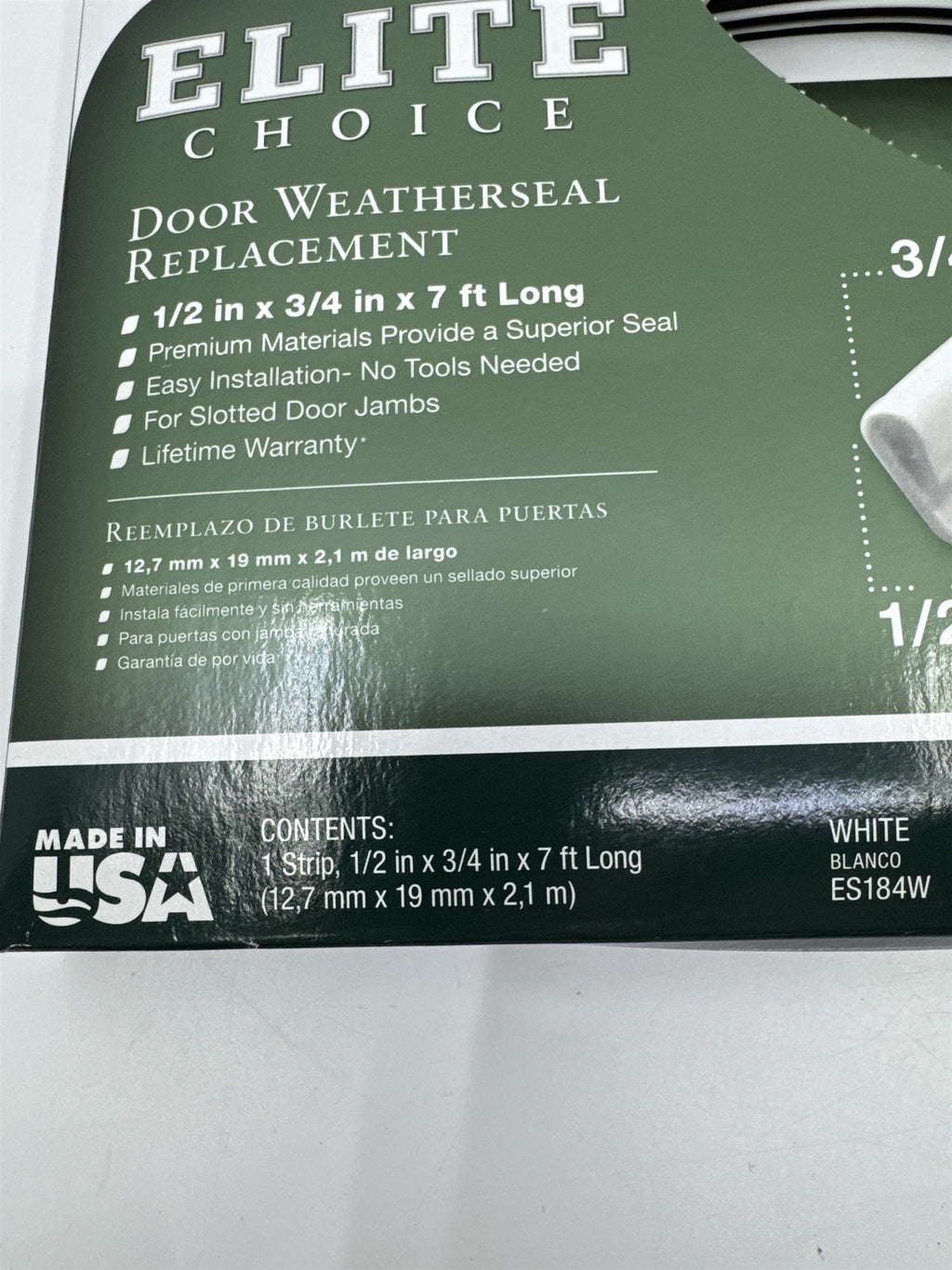 Frost King Elite Choice Door Weatherseal Replacement 1/2" x 3/4" x 7ft. Long