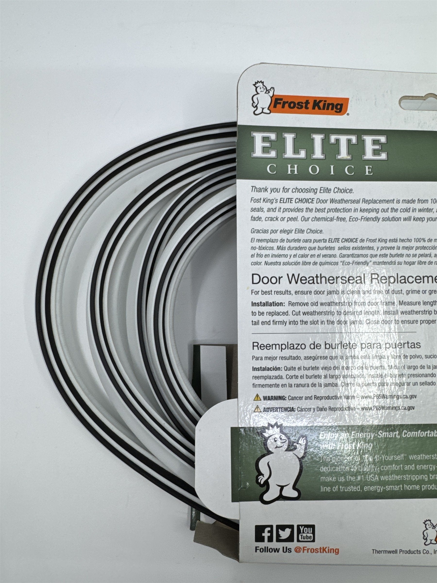 Frost King Elite Choice Door Weatherseal Replacement 1/2" x 3/4" x 7ft. Long