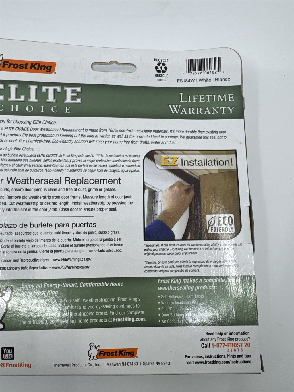 Frost King Elite Choice Door Weatherseal Replacement 1/2" x 3/4" x 7ft. Long
