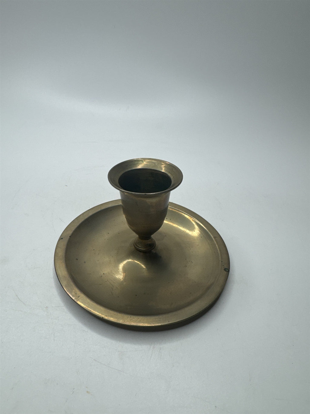 Vintage India Loot Brass Candlestick Holder /w Drip Tray