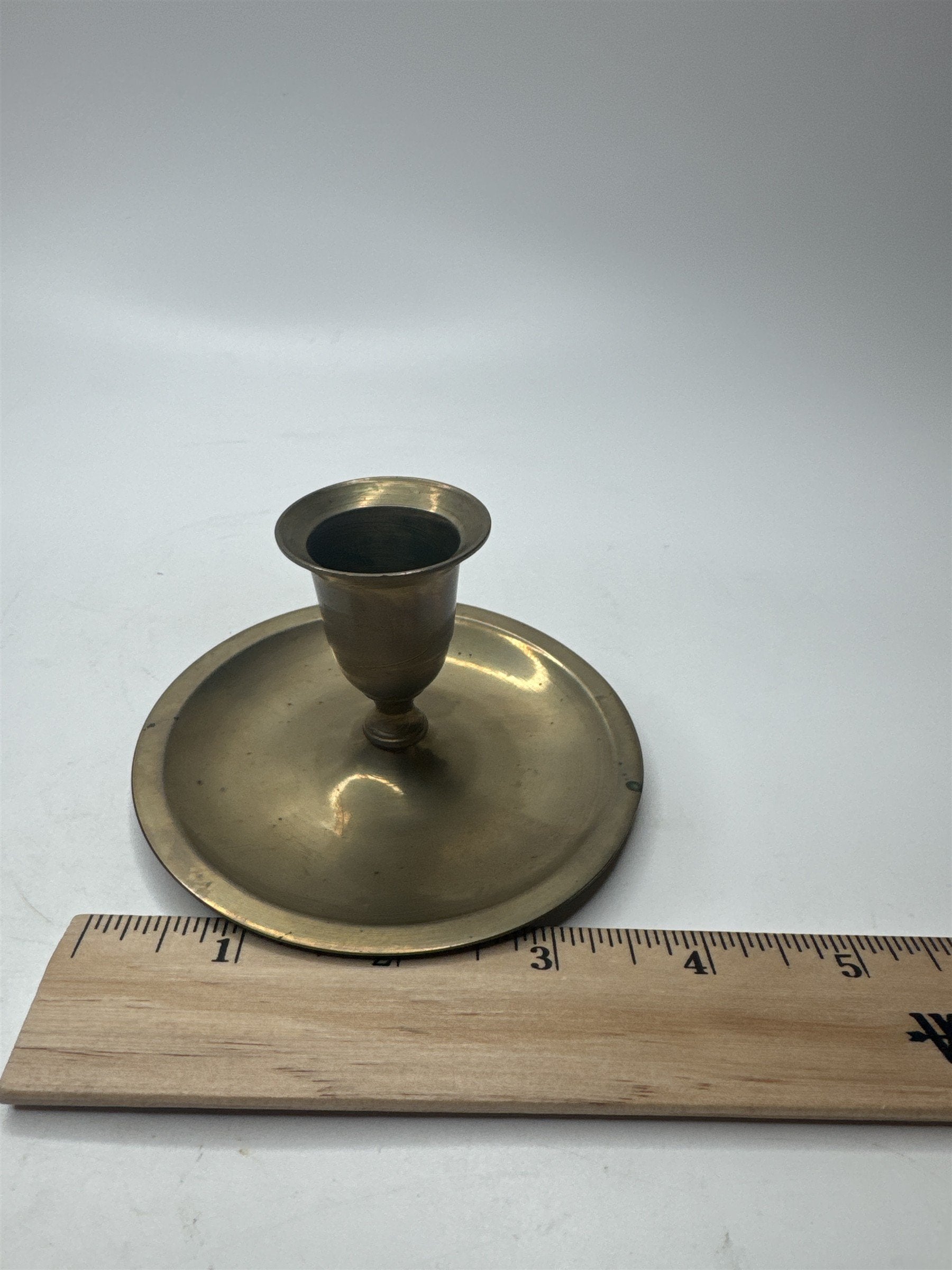 Vintage India Loot Brass Candlestick Holder /w Drip Tray