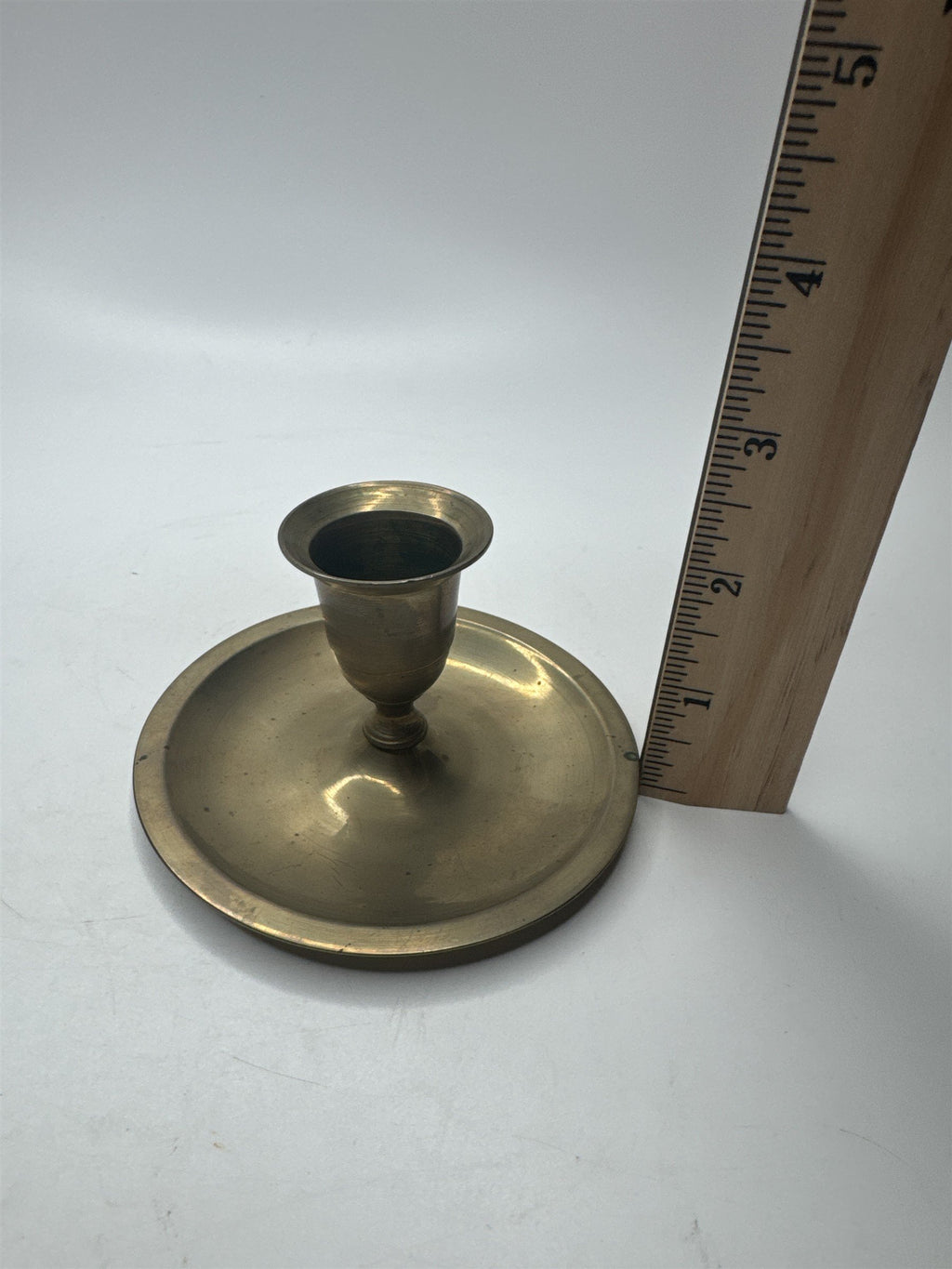 Vintage India Loot Brass Candlestick Holder /w Drip Tray