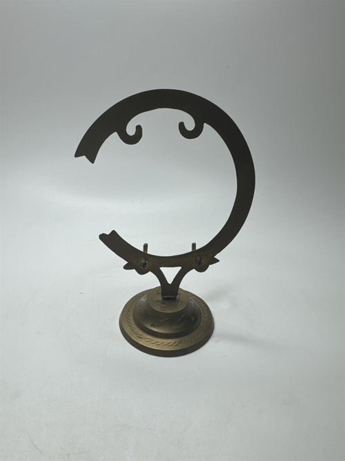 Brass India Jewelry Tree Etched Jewelry Holder Crescent Design
