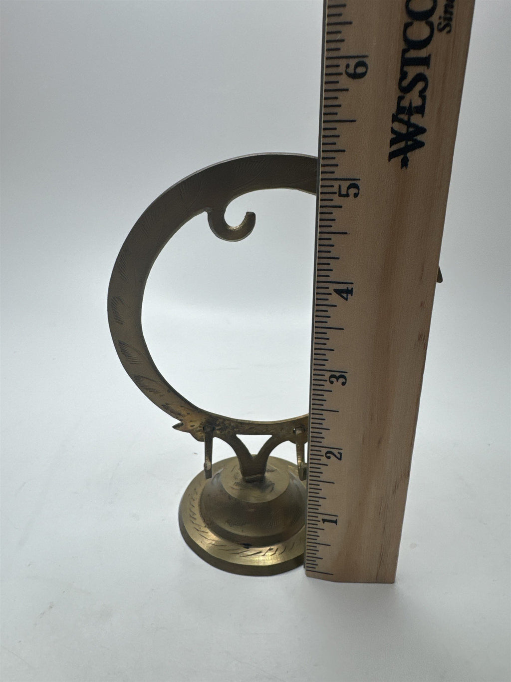 Brass India Jewelry Tree Etched Jewelry Holder Crescent Design