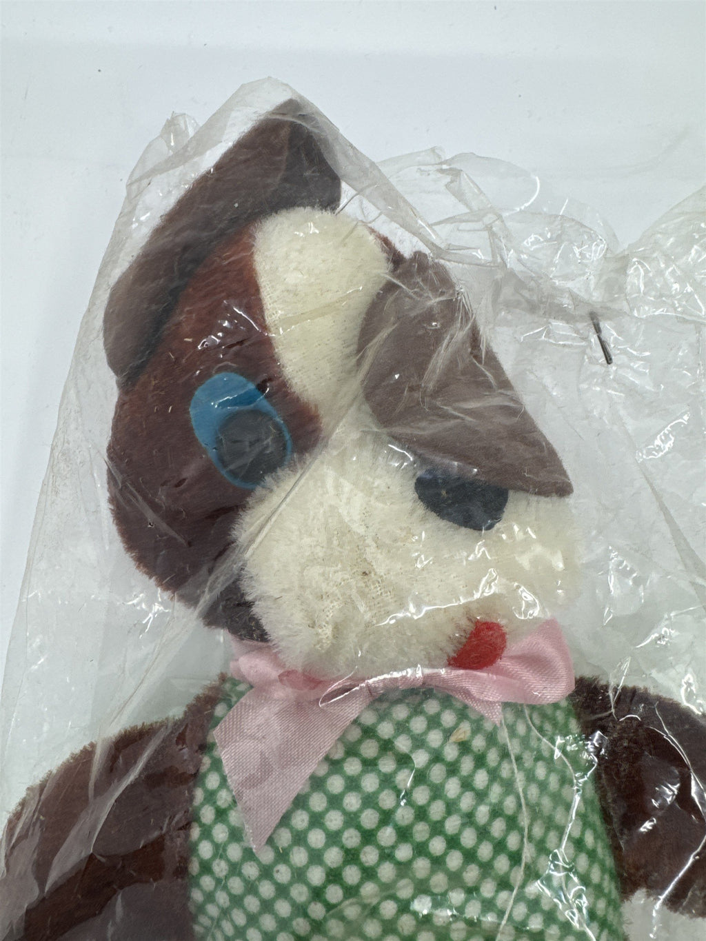 Vintage Brown and White Dog/Bear with Pink Bow I'm Your Snuggle-y Toy Japan