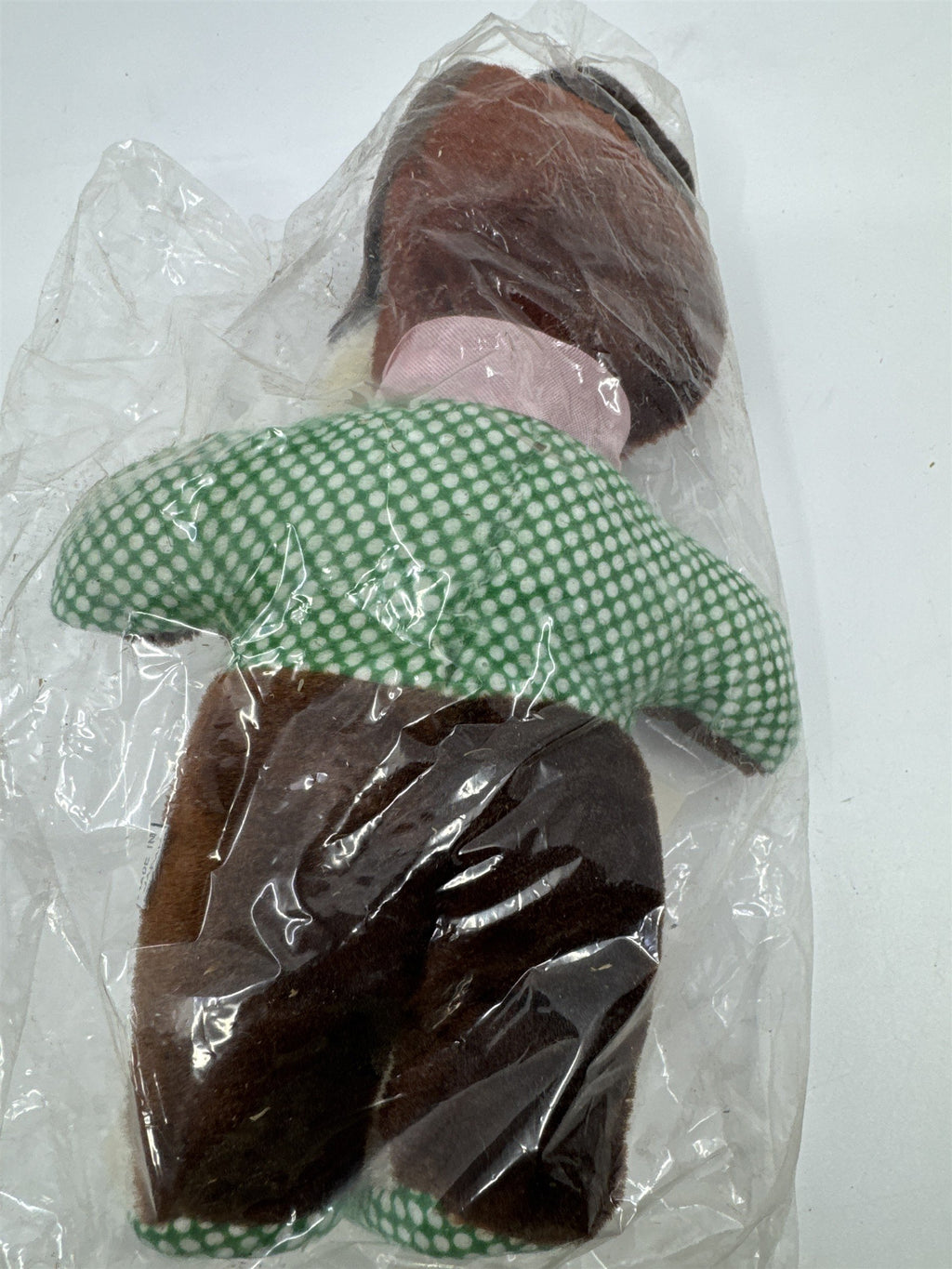 Vintage Brown and White Dog/Bear with Pink Bow I'm Your Snuggle-y Toy Japan