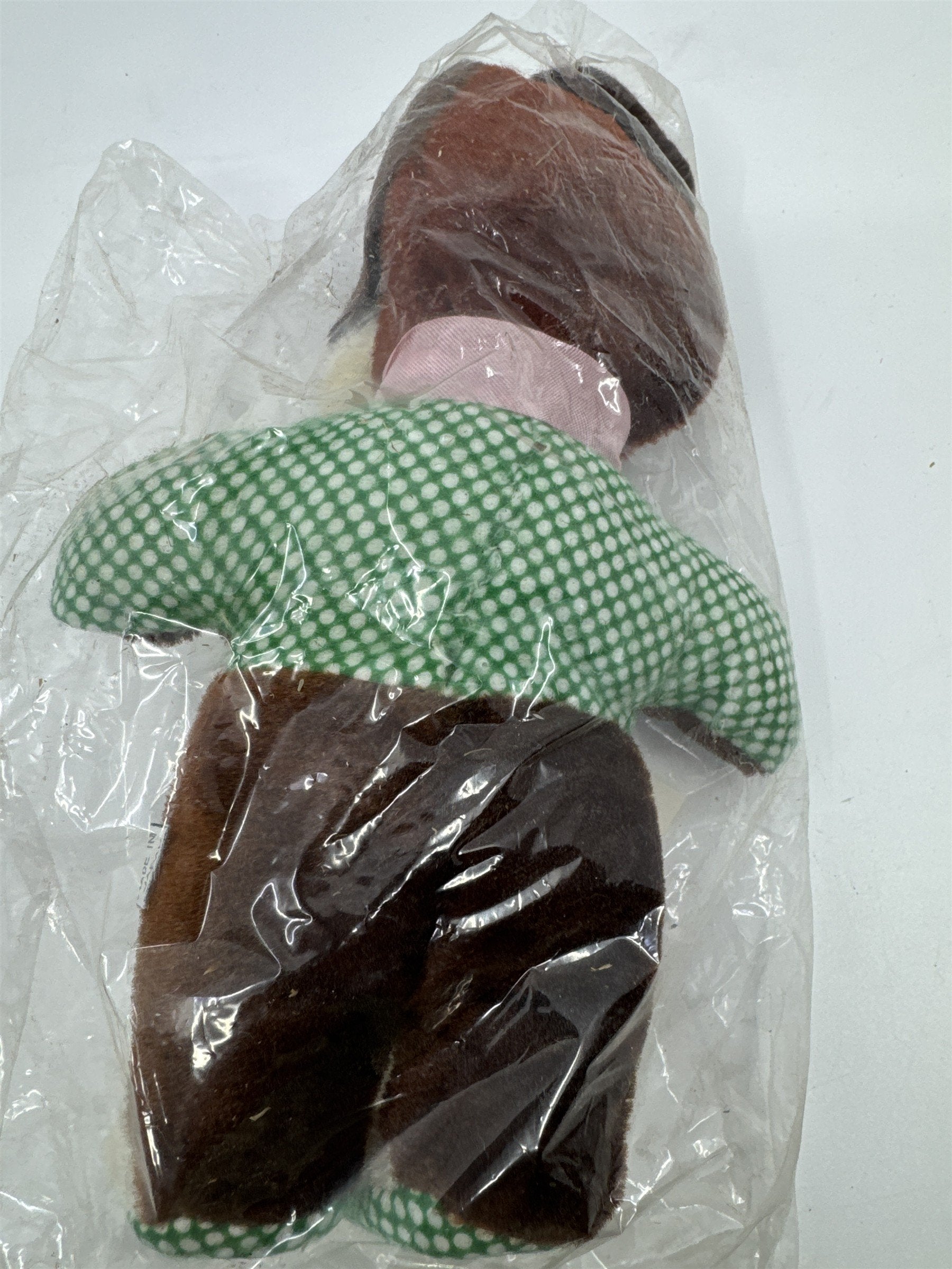 Vintage Brown and White Dog/Bear with Pink Bow I'm Your Snuggle-y Toy Japan