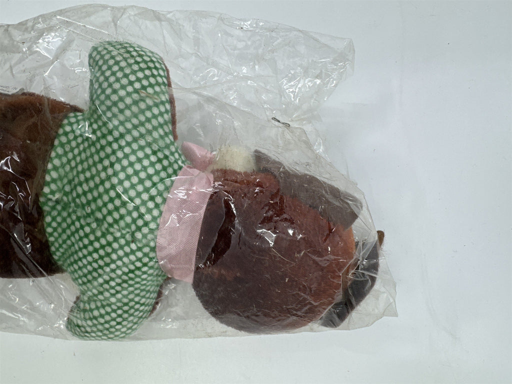 Vintage Brown and White Dog/Bear with Pink Bow I'm Your Snuggle-y Toy Japan