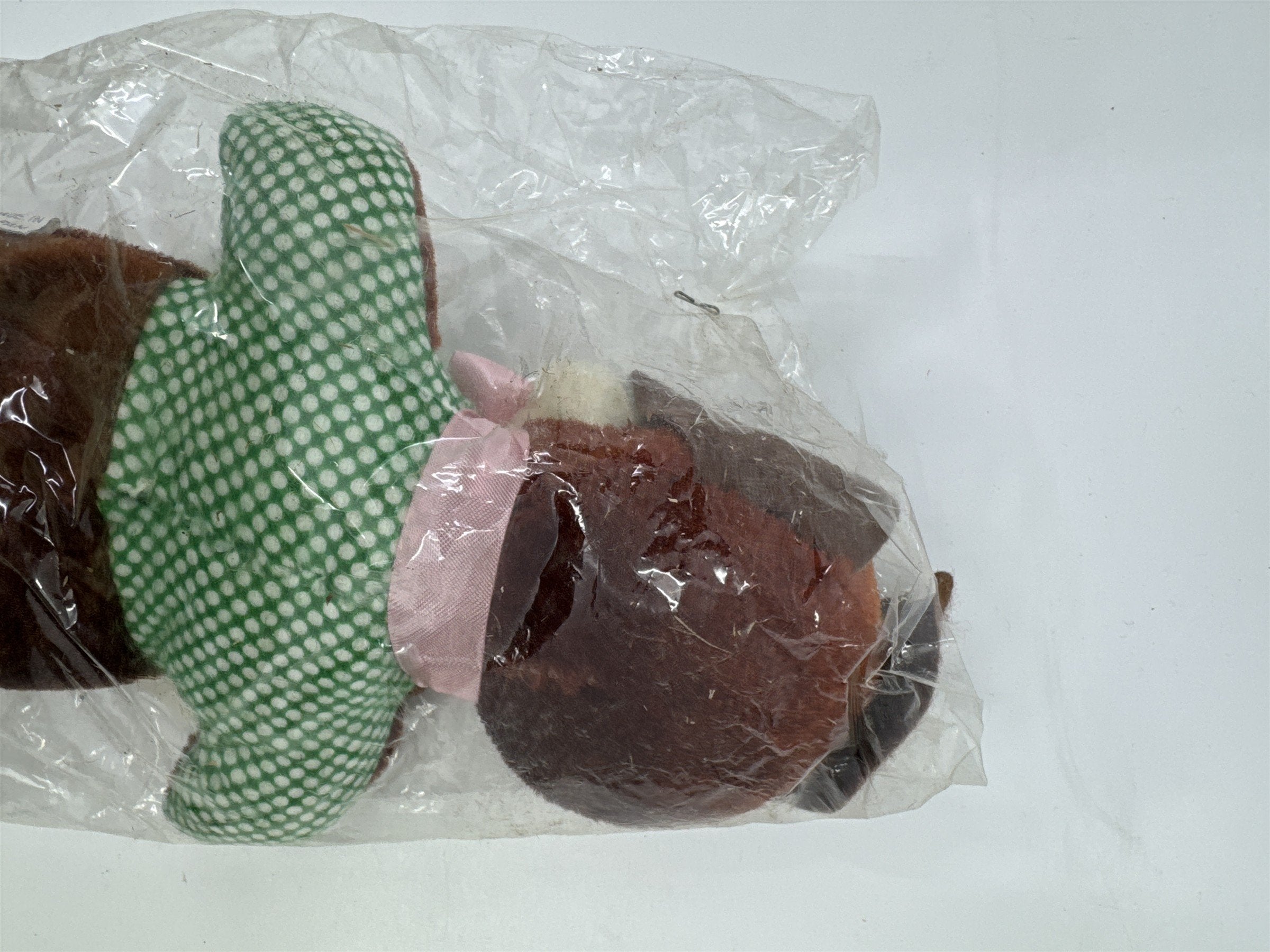 Vintage Brown and White Dog/Bear with Pink Bow I'm Your Snuggle-y Toy Japan