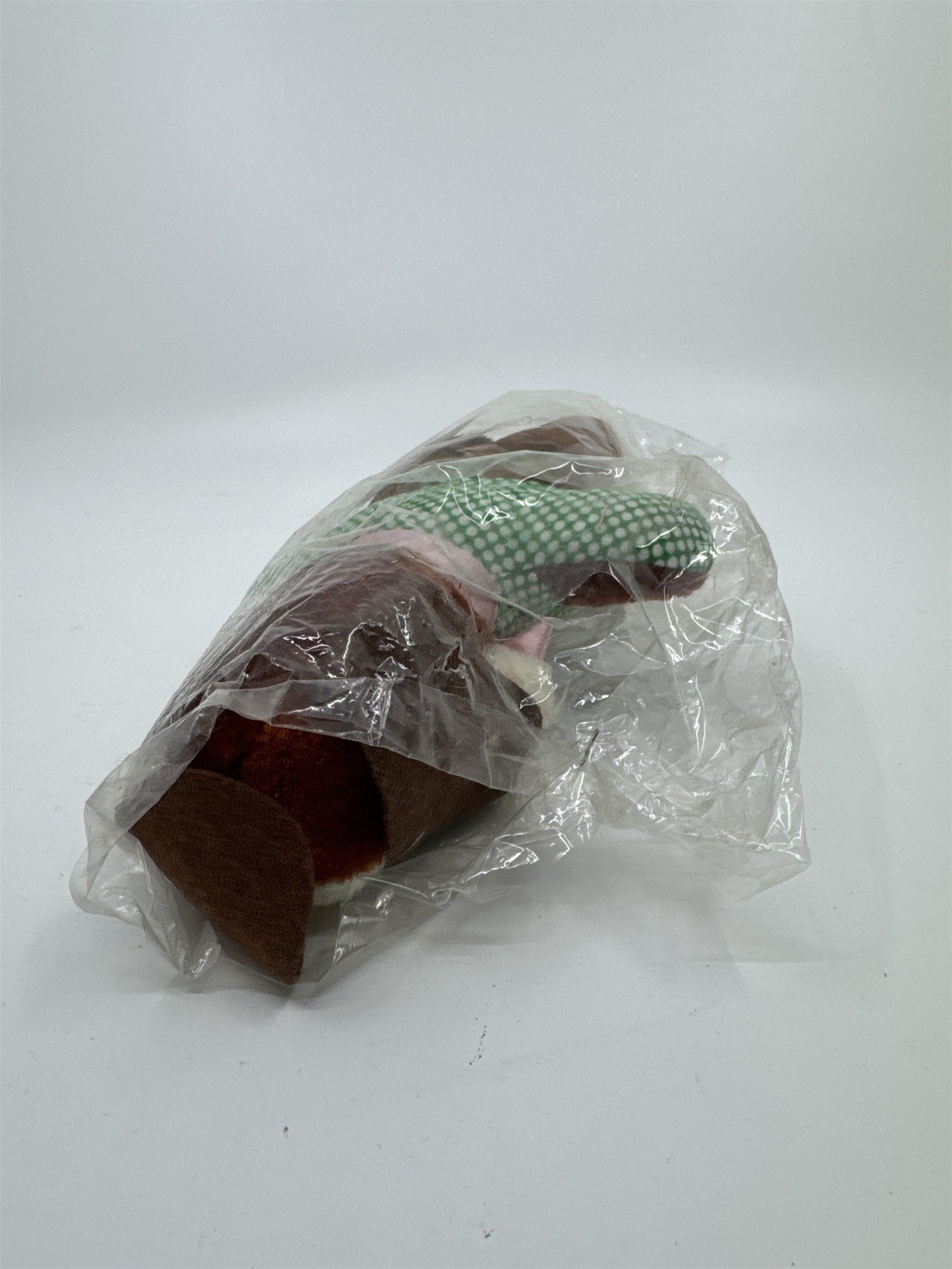 Vintage Brown and White Dog/Bear with Pink Bow I'm Your Snuggle-y Toy Japan