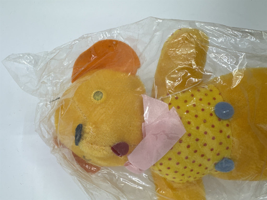 Vintage Yellow Dog/Bear Dotted Pattern and Pink Bow I'm Your Snuggle-y Toy Japan