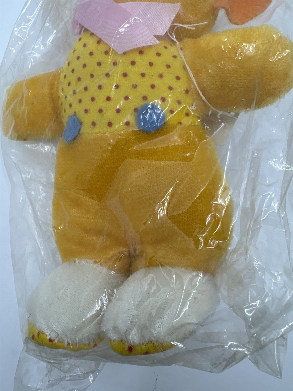 Vintage Yellow Dog/Bear Dotted Pattern and Pink Bow I'm Your Snuggle-y Toy Japan