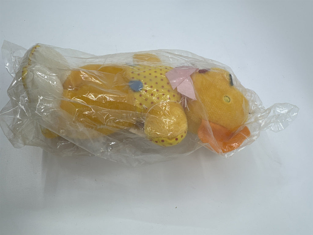 Vintage Yellow Dog/Bear Dotted Pattern and Pink Bow I'm Your Snuggle-y Toy Japan