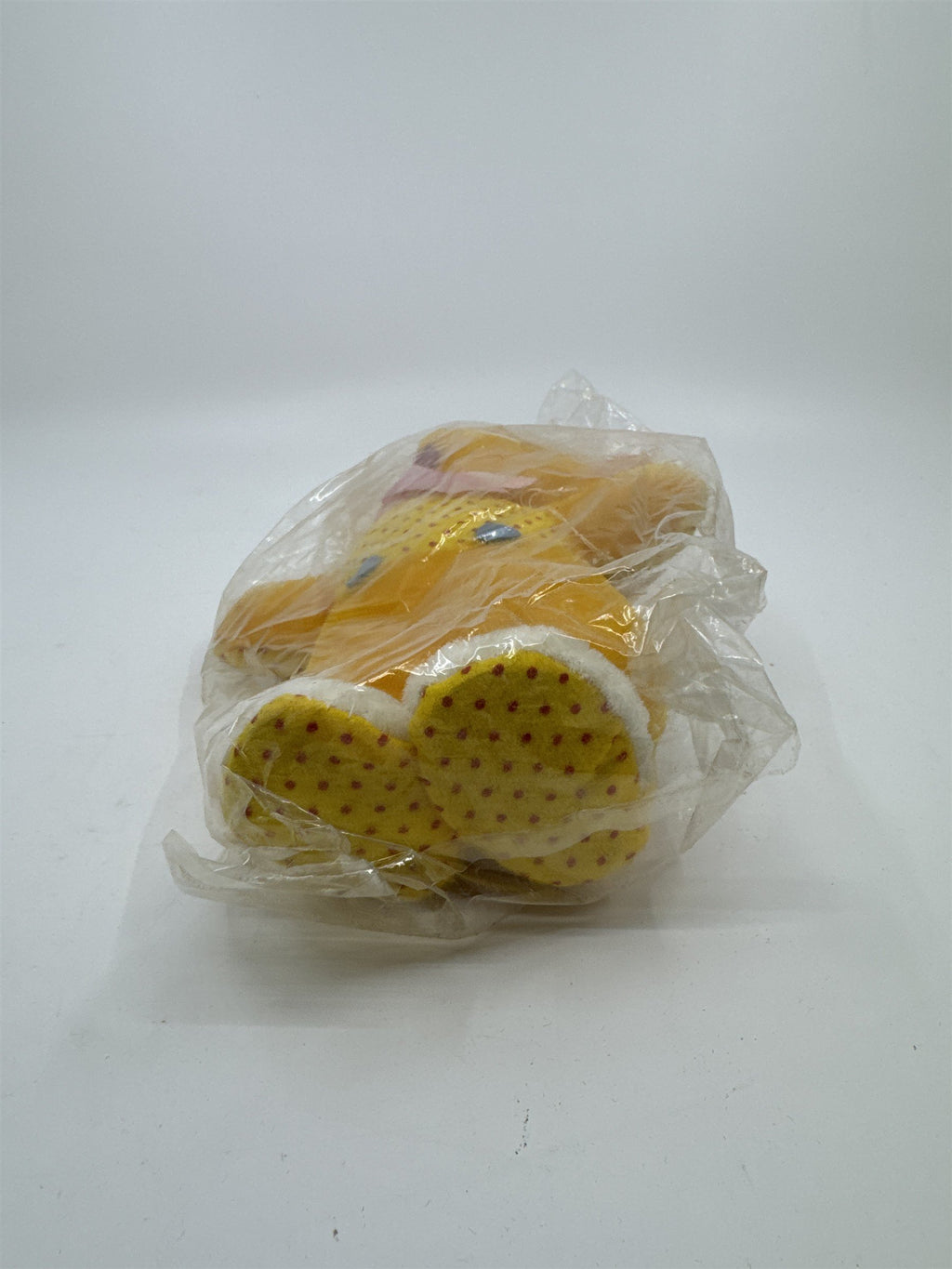 Vintage Yellow Dog/Bear Dotted Pattern and Pink Bow I'm Your Snuggle-y Toy Japan