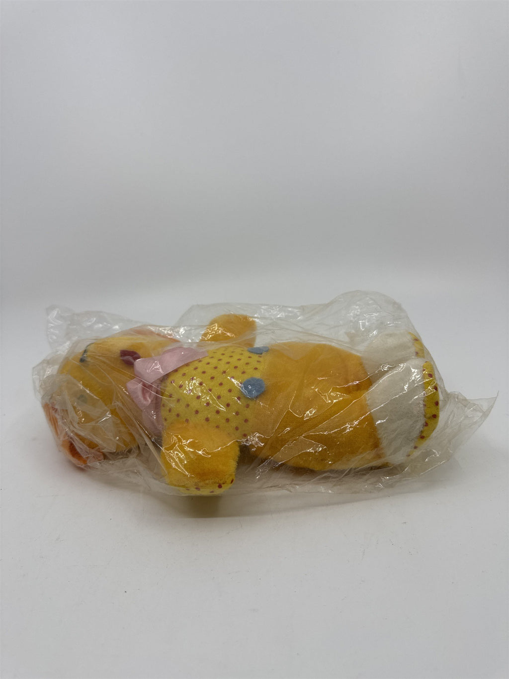 Vintage Yellow Dog/Bear Dotted Pattern and Pink Bow I'm Your Snuggle-y Toy Japan