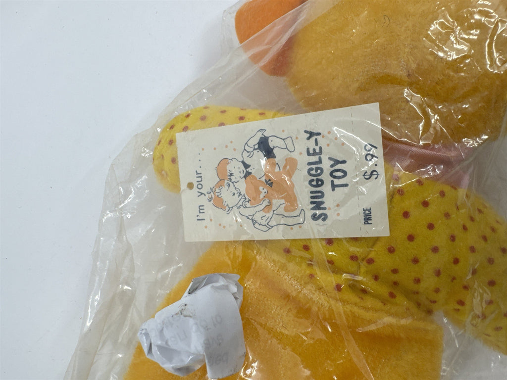 Vintage Yellow Dog/Bear Dotted Pattern and Pink Bow I'm Your Snuggle-y Toy Japan