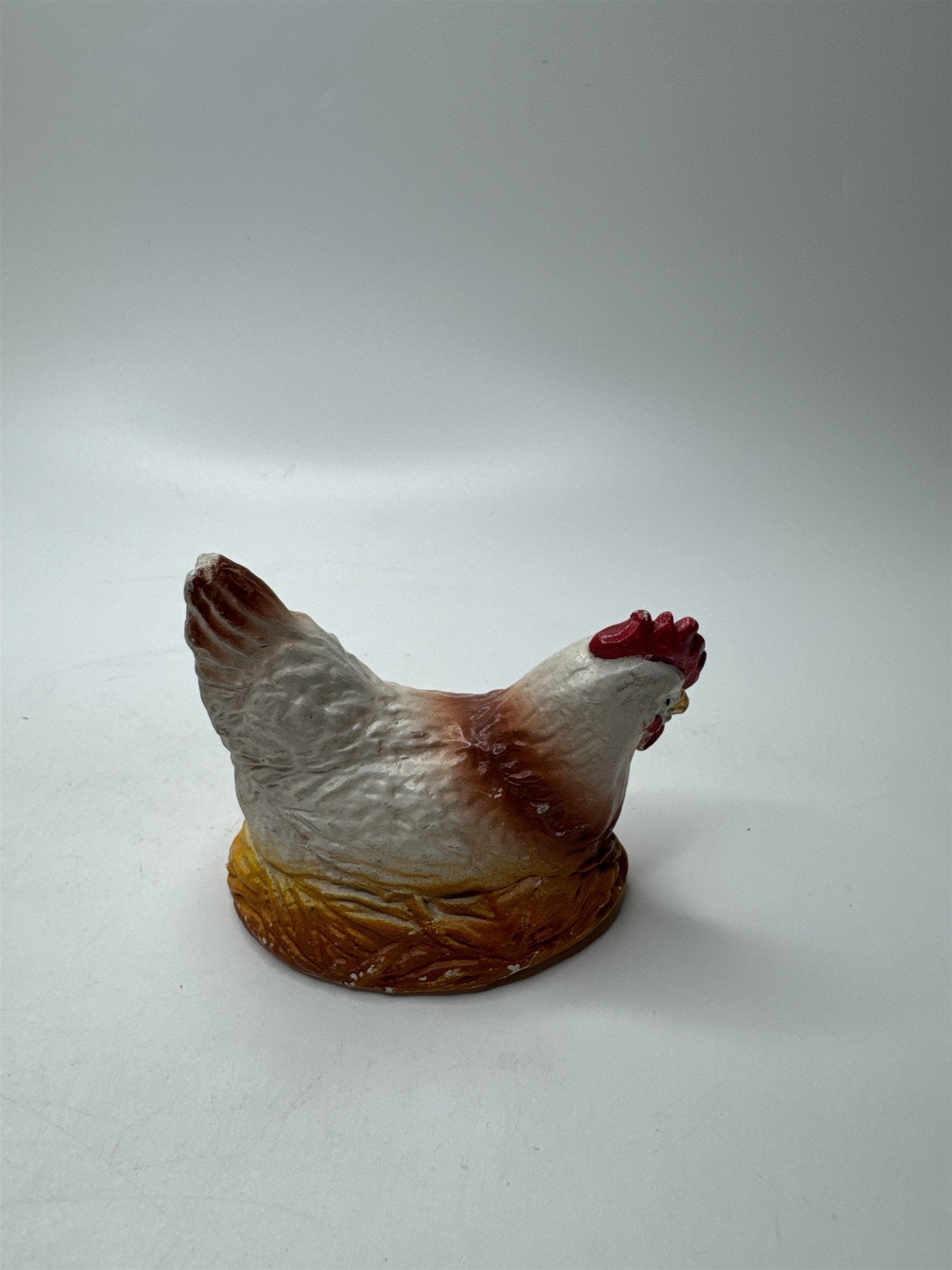 Antique 1920s Chalkware Nesting Chicken on Eggs Hen Vintage Unmarked Farm Decor