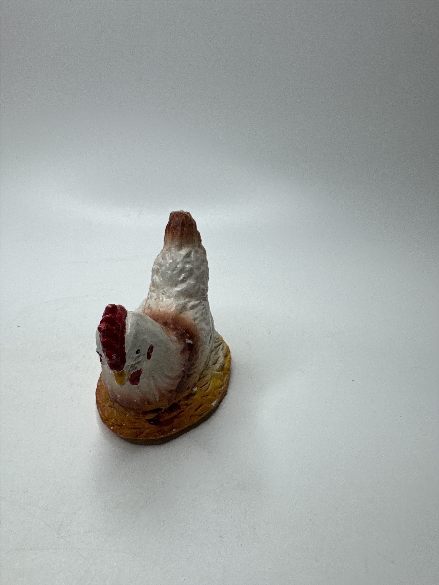 Antique 1920s Chalkware Nesting Chicken on Eggs Hen Vintage Unmarked Farm Decor