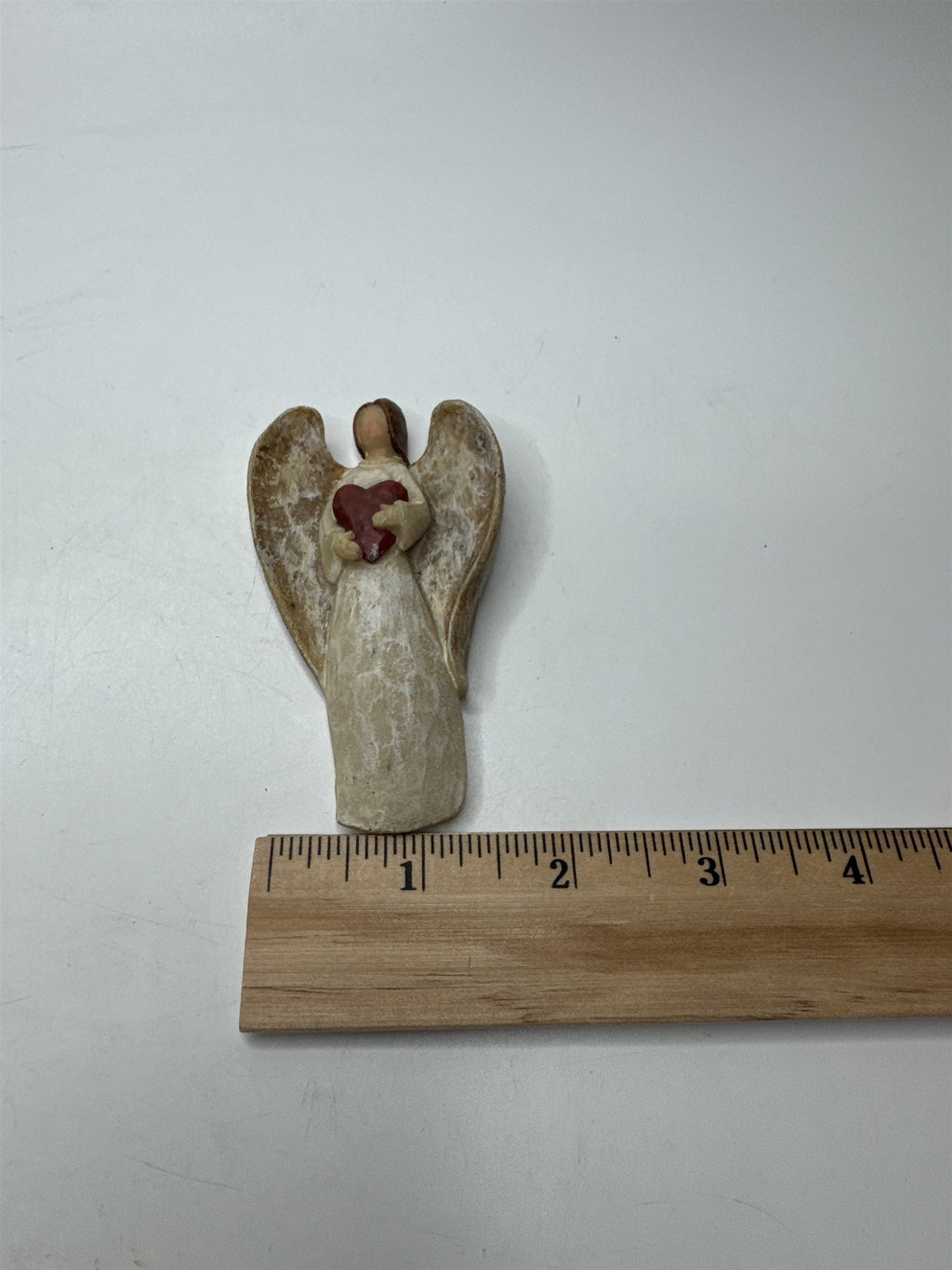 Vintage Carved Angel Holding Heart Sacred Heart Refrigerator Magnet