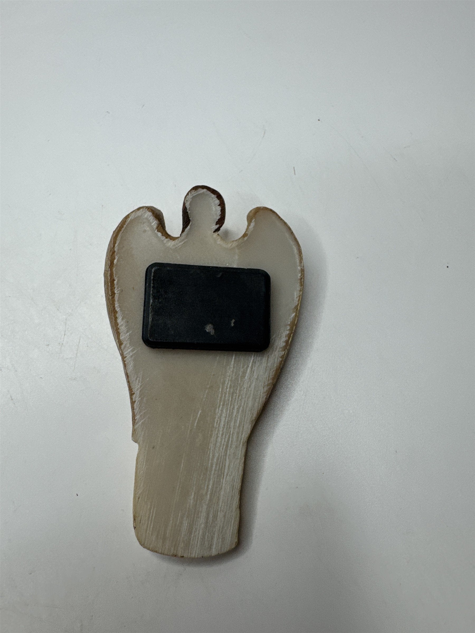Vintage Carved Angel Holding Heart Sacred Heart Refrigerator Magnet