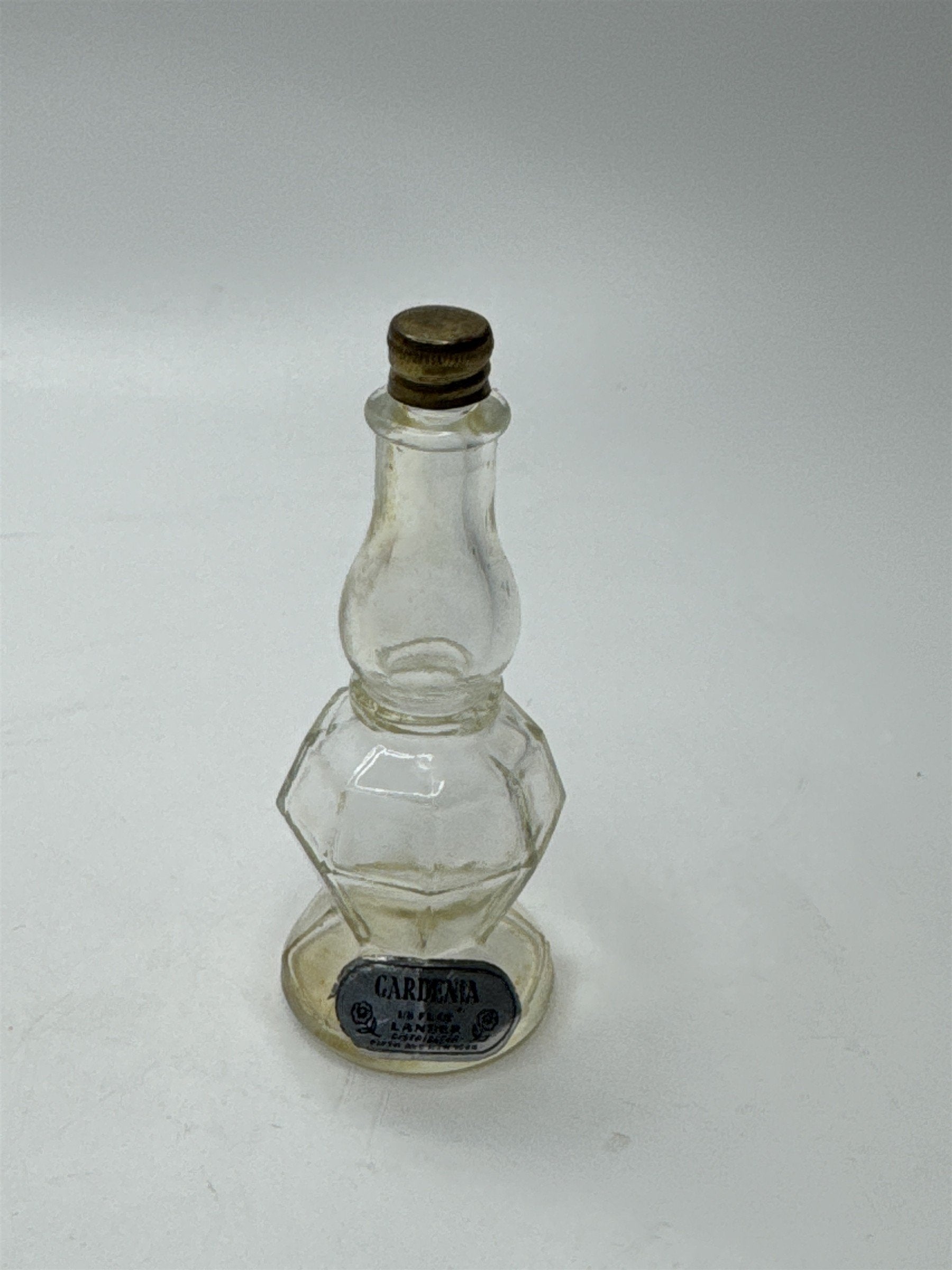 Vintage Gardenia Lander Perfume Bottle Ornate Apothecary Glass Jar