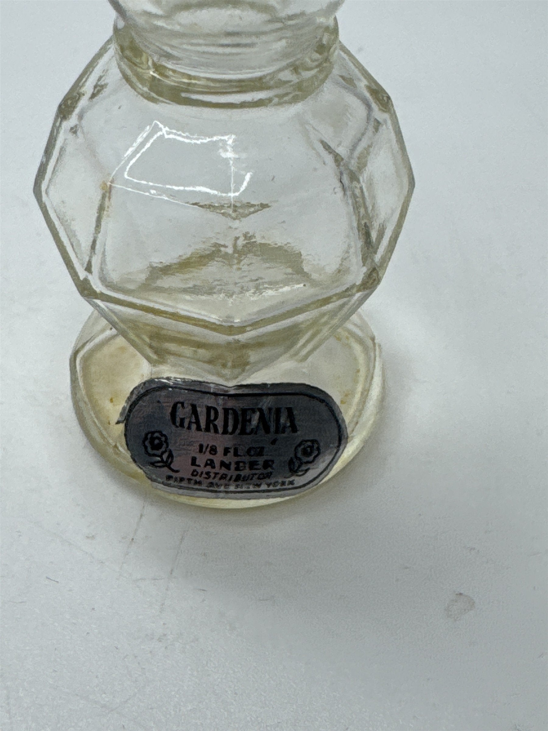 Vintage Gardenia Lander Perfume Bottle Ornate Apothecary Glass Jar